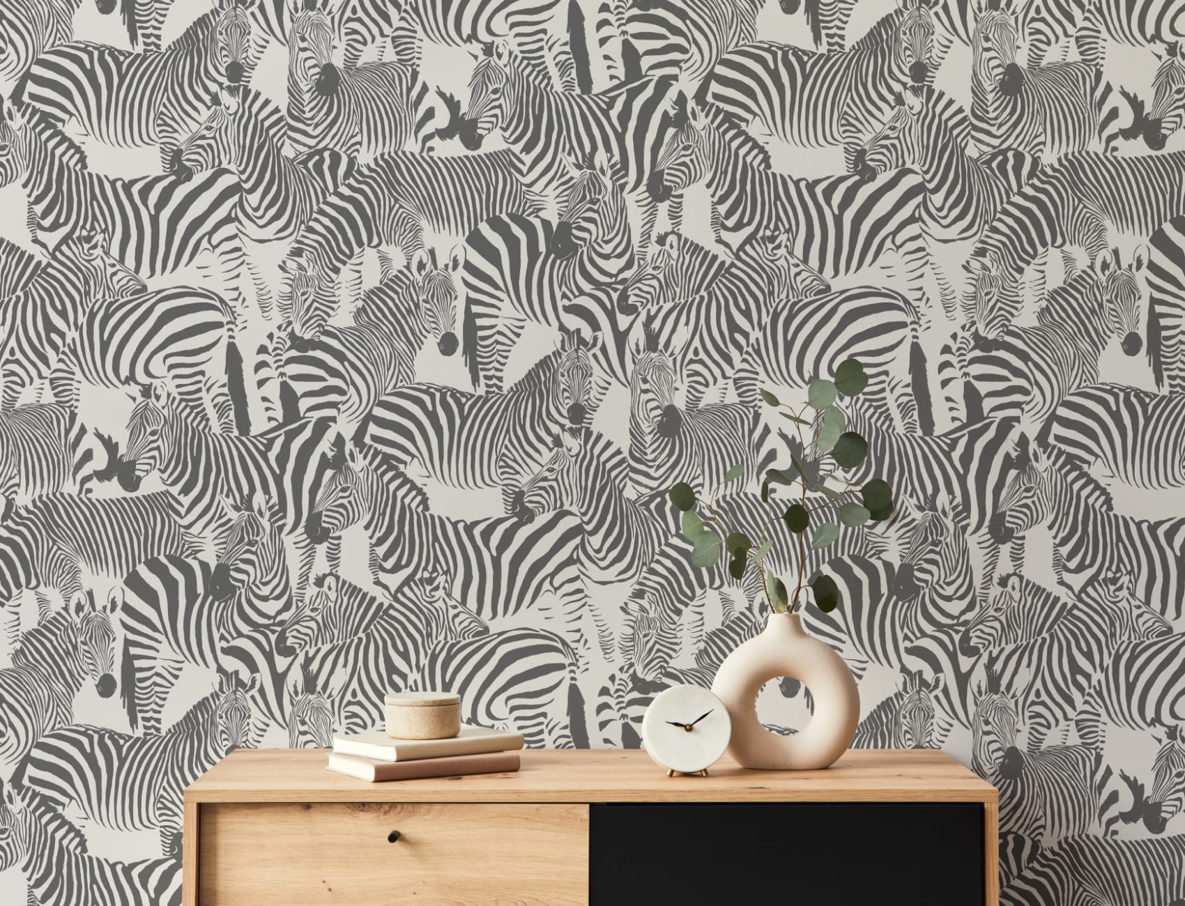 Zwart Wit Zebra Dieren Modern Herhaal Patroon Behang