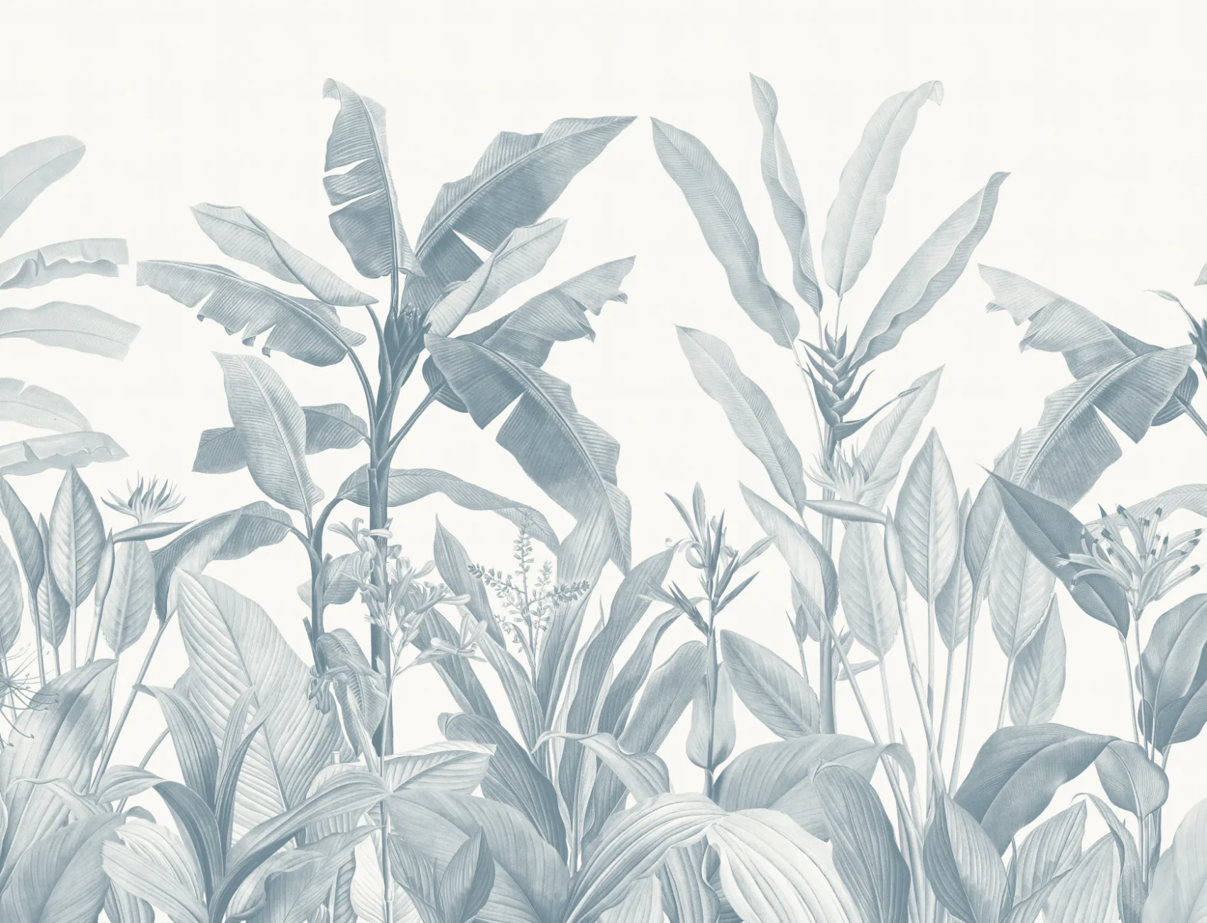 Blue Vintage Tropical Mural