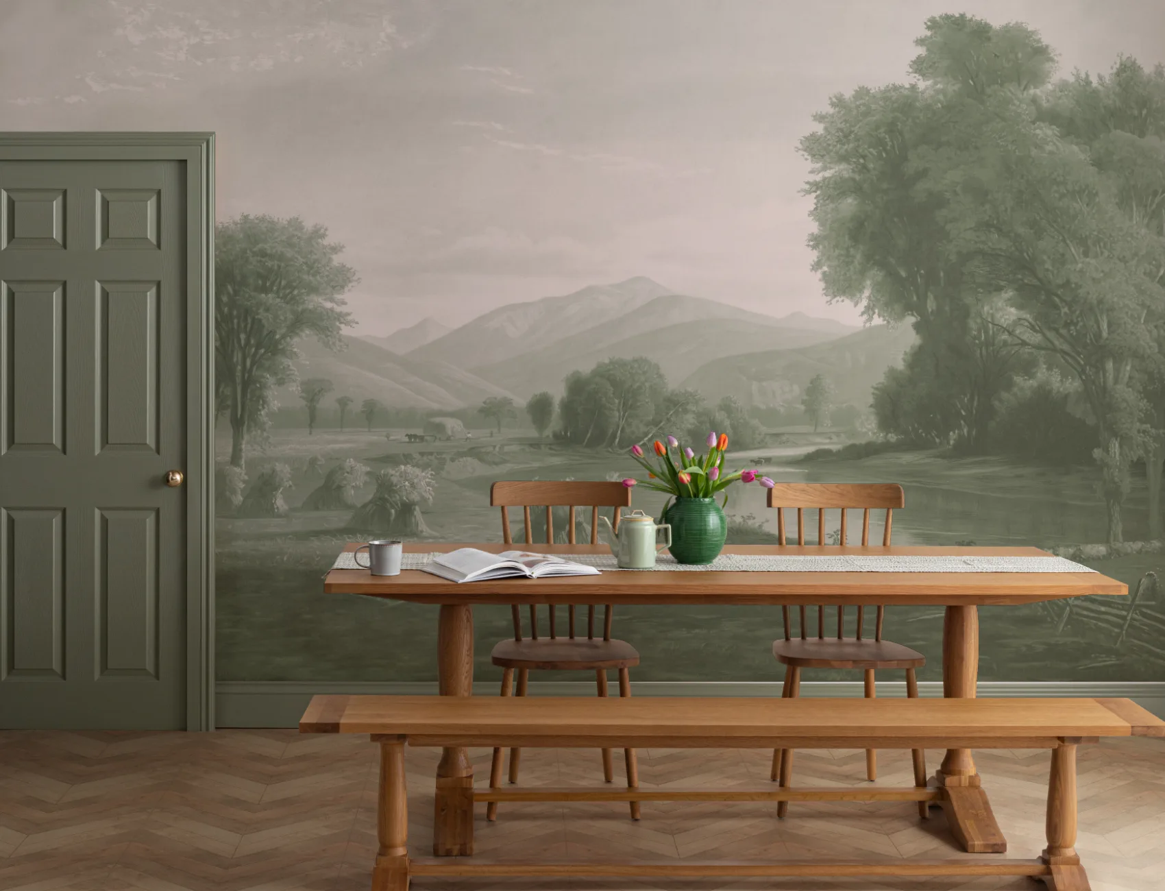 Mural de papel pintado Paisaje americano verde