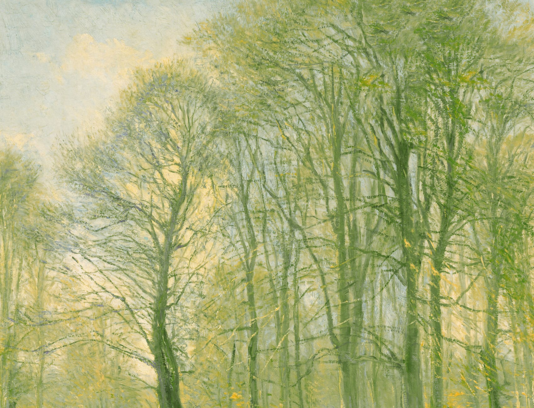Green Loosely Painted Forest Mural
