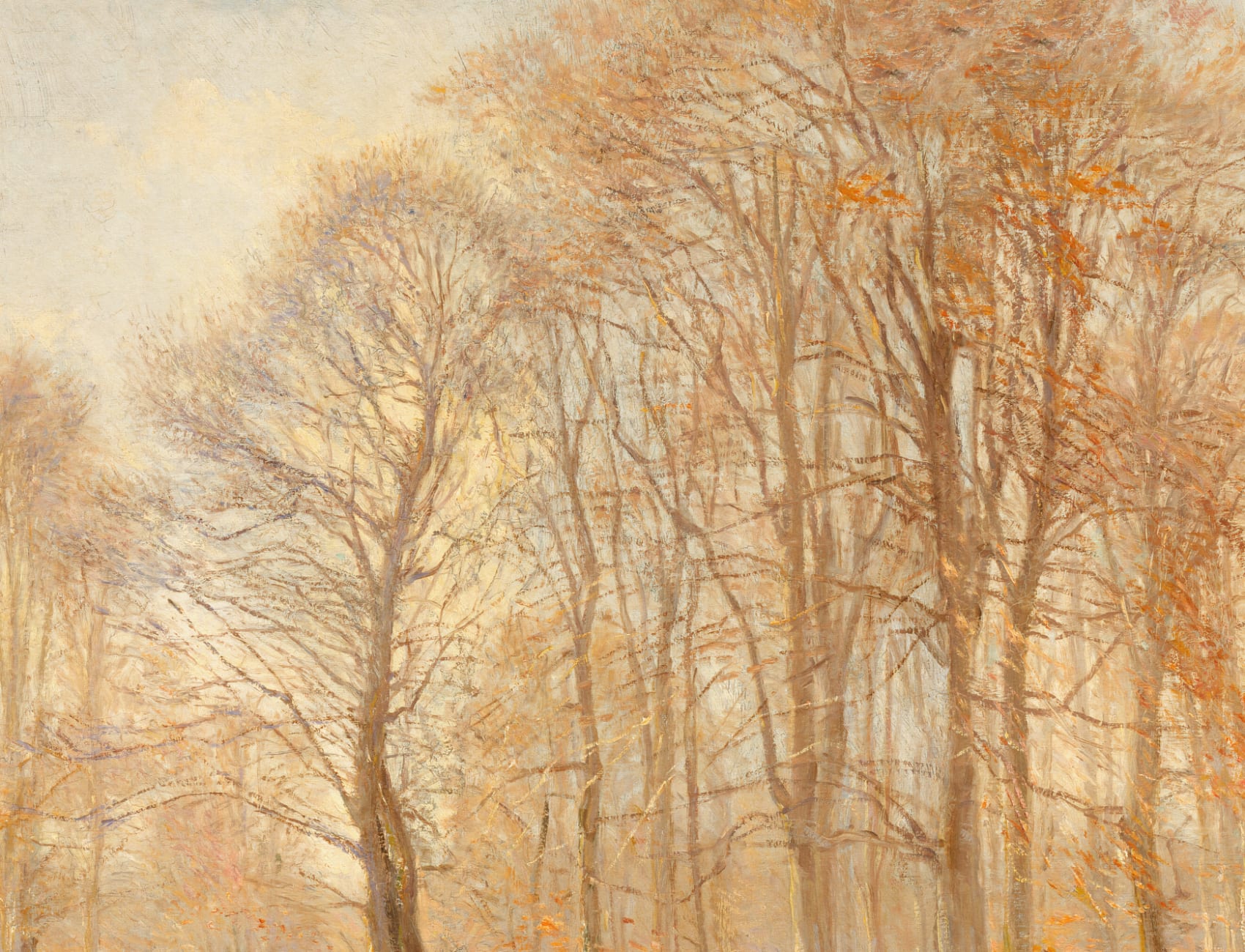 Orange Loosely Painted Forest Mural