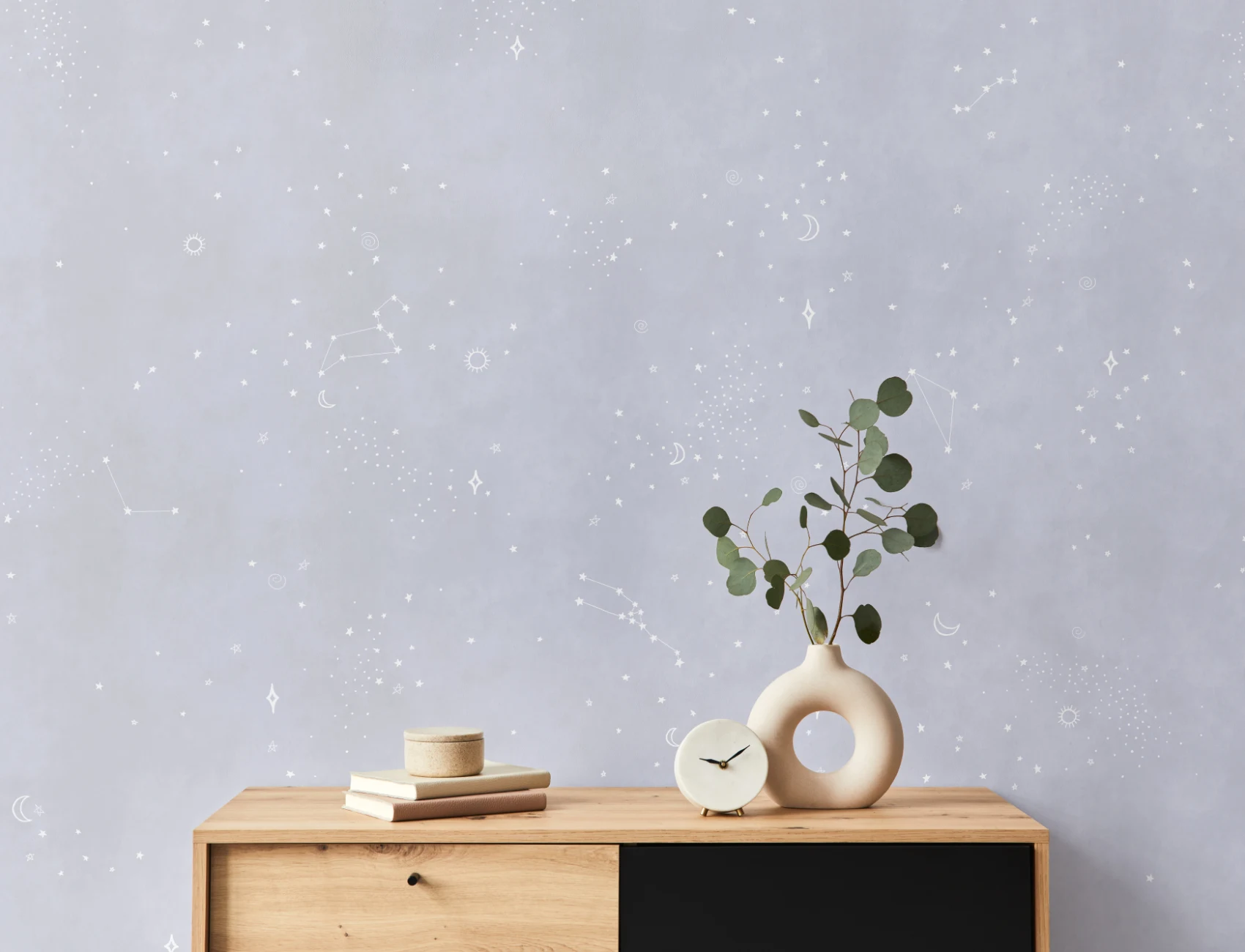 Lilac & White Zodiac Constellation Wallpaper Mural
