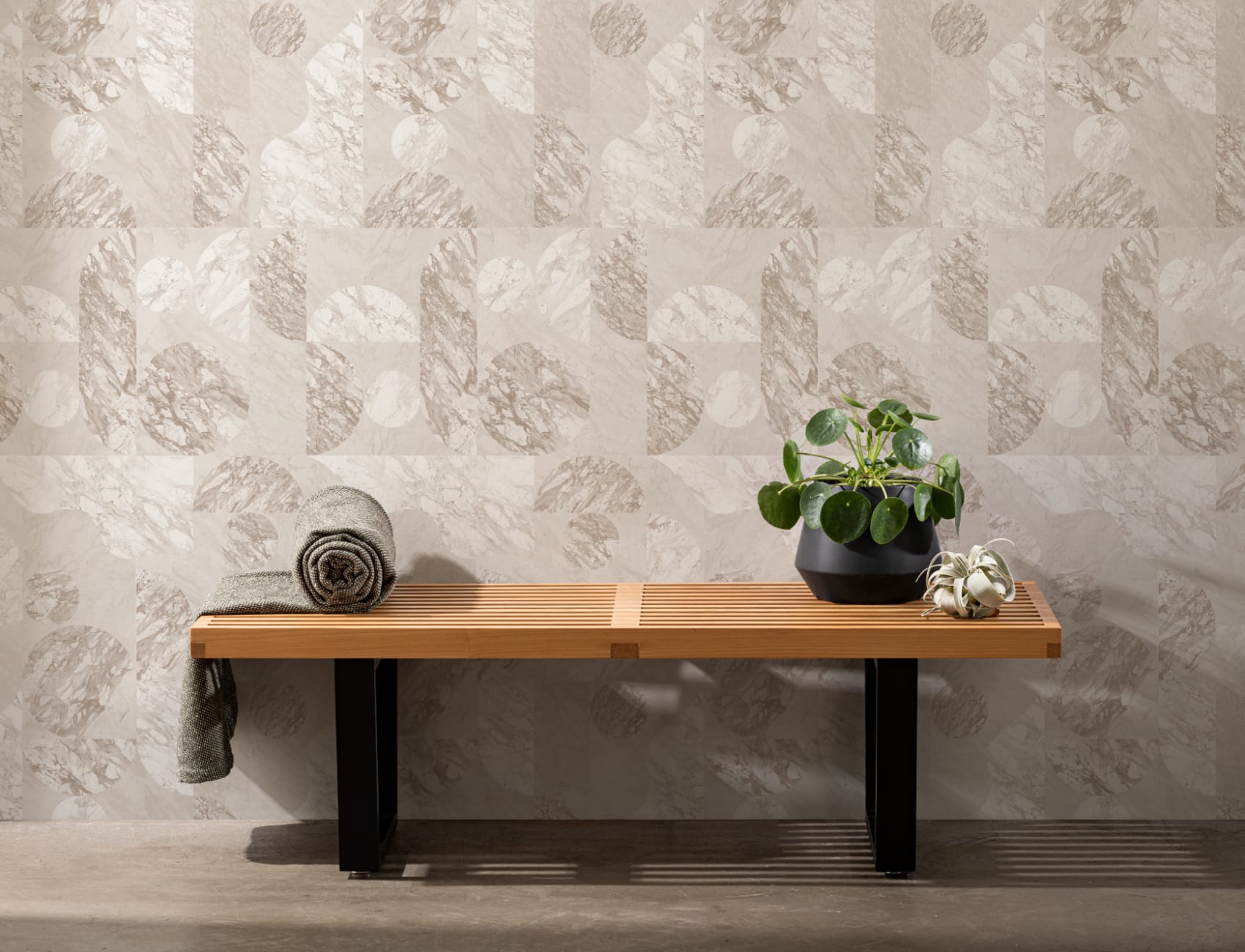 Neutral Modern Geometric Marble Shapes Wallpaper