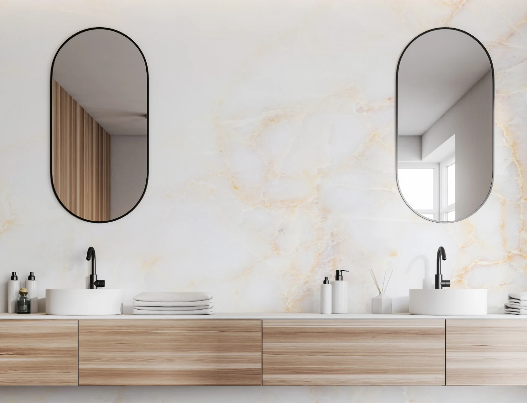 Wit & Goud Marmer Muurschildering