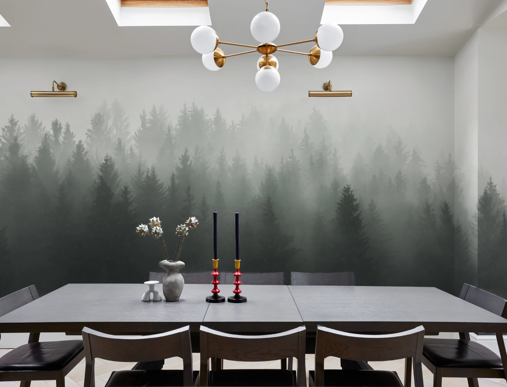 Deep Green Ombre Forest Wallpaper Mural