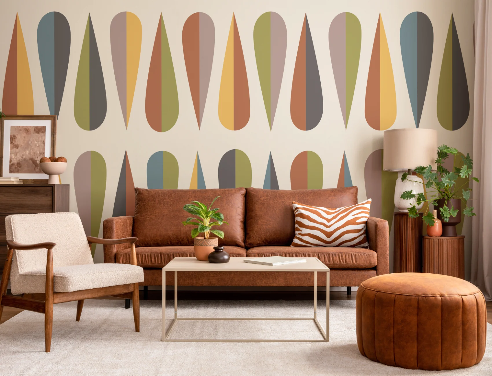 レトロ ミッドセンチュリー 平成レトロ ネオレトロ retro mod Wegner Colorful Retro Wallpaper Mural - Hovia
