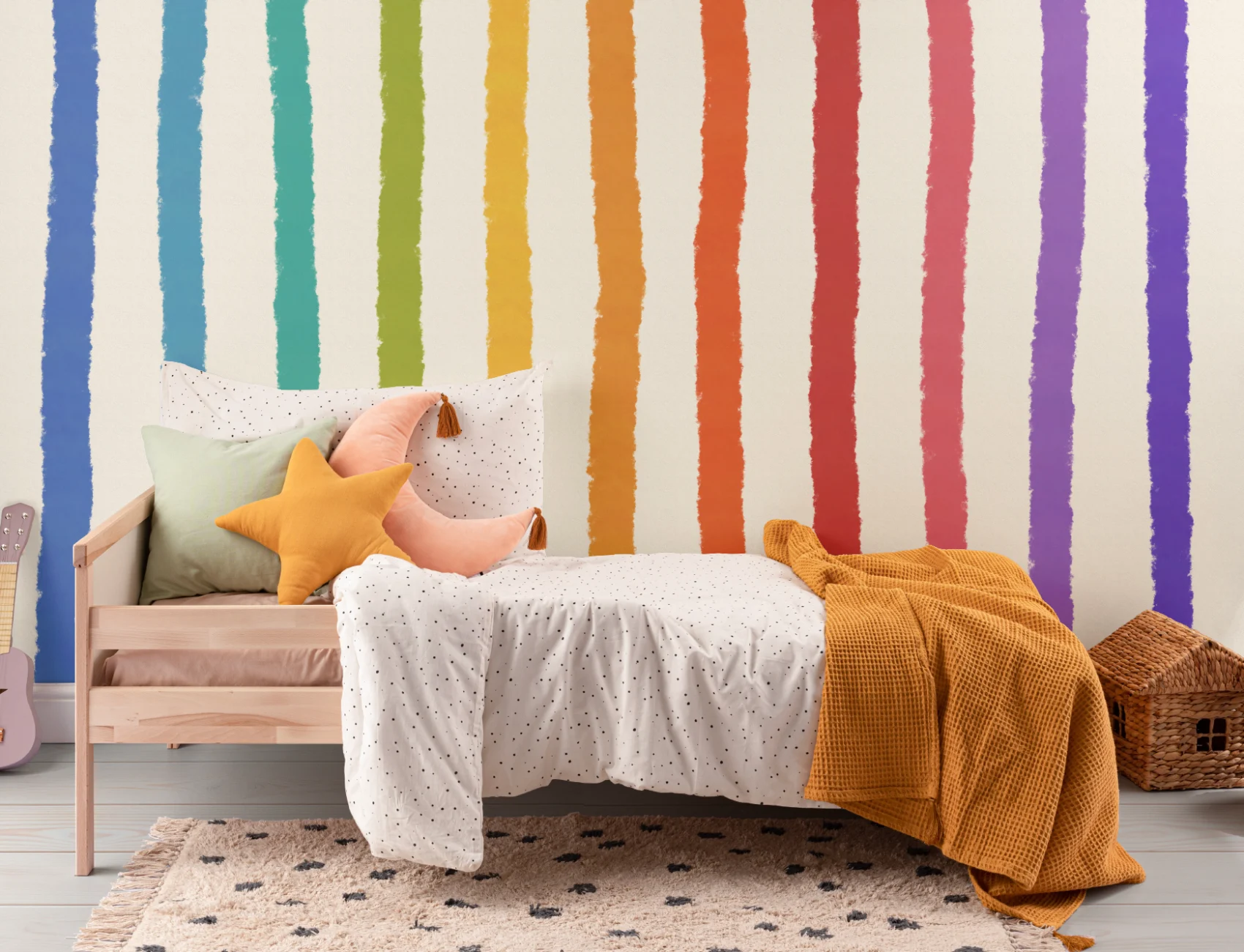 Papel de parede Mural Rainbow Crayon às riscas