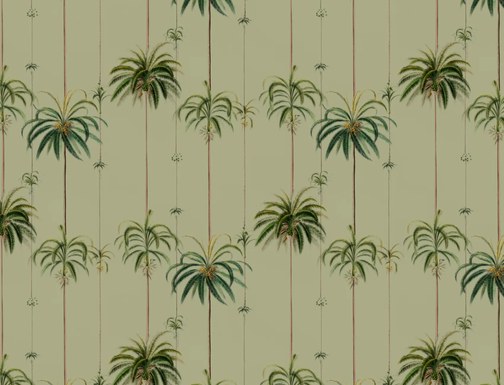 Sage Striped Tropical Palms Wallpaper