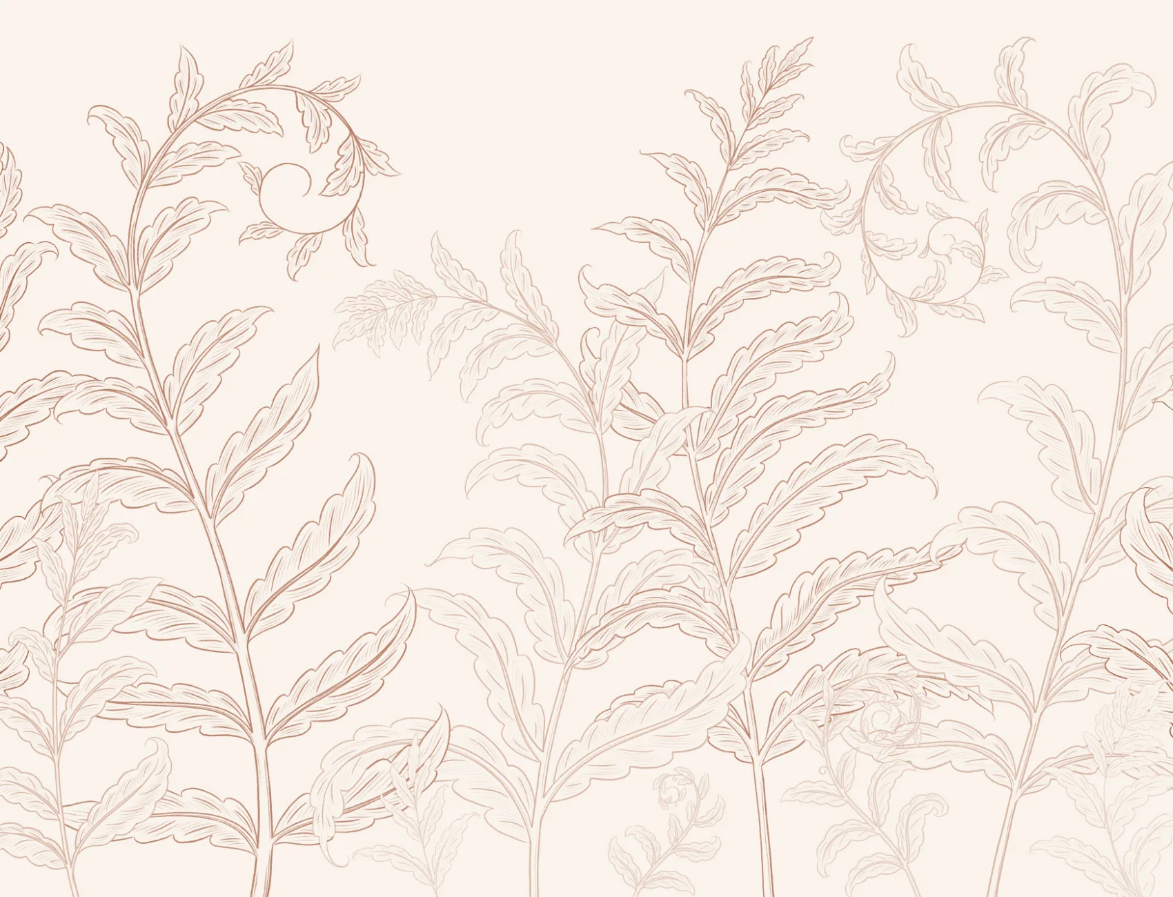 Terracotta Botanical Ferns Mural