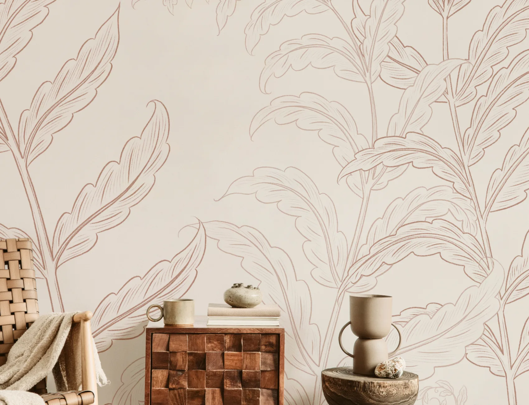 Terracotta Botanical Ferns Mural