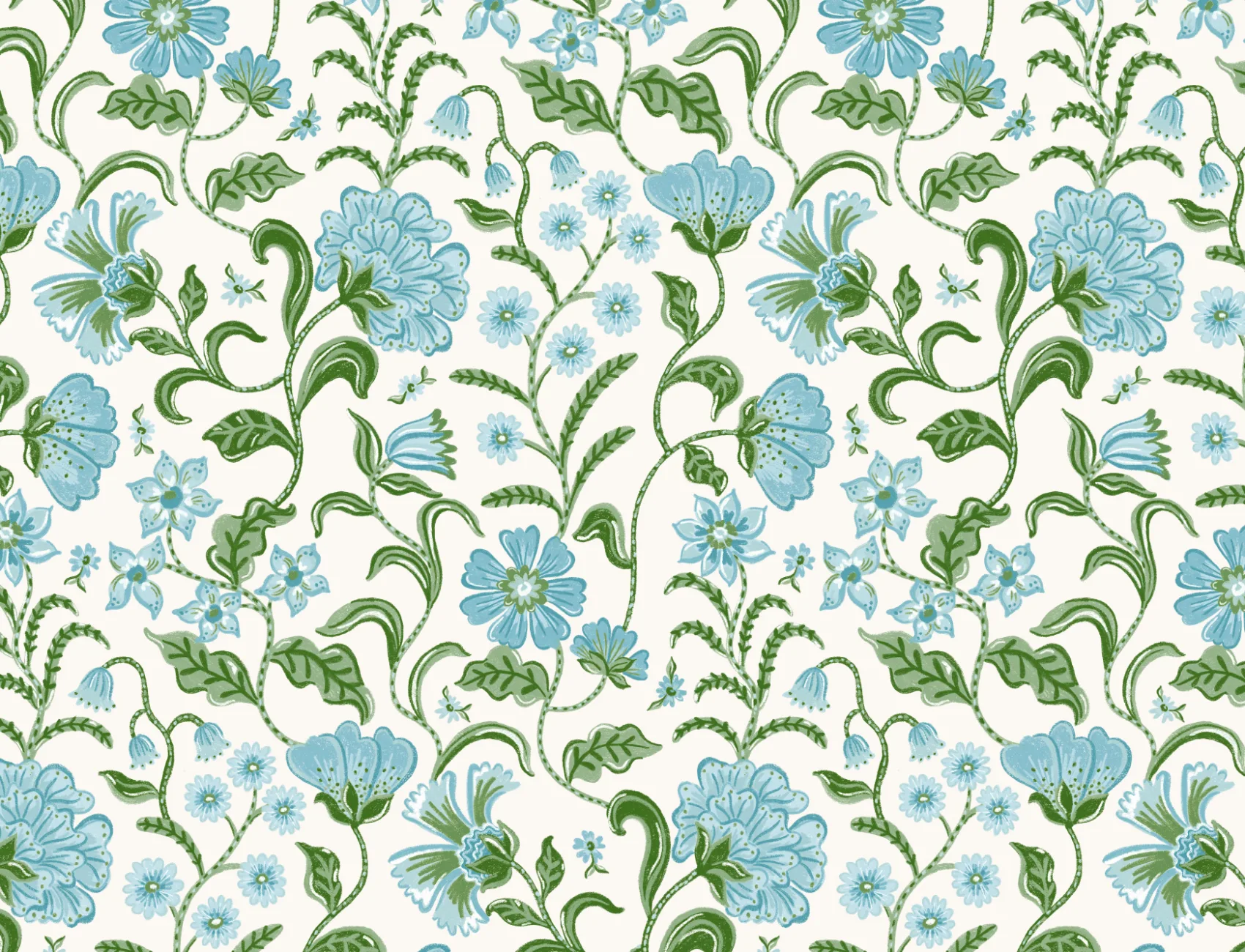 Albastru Indian stil Floral tapet