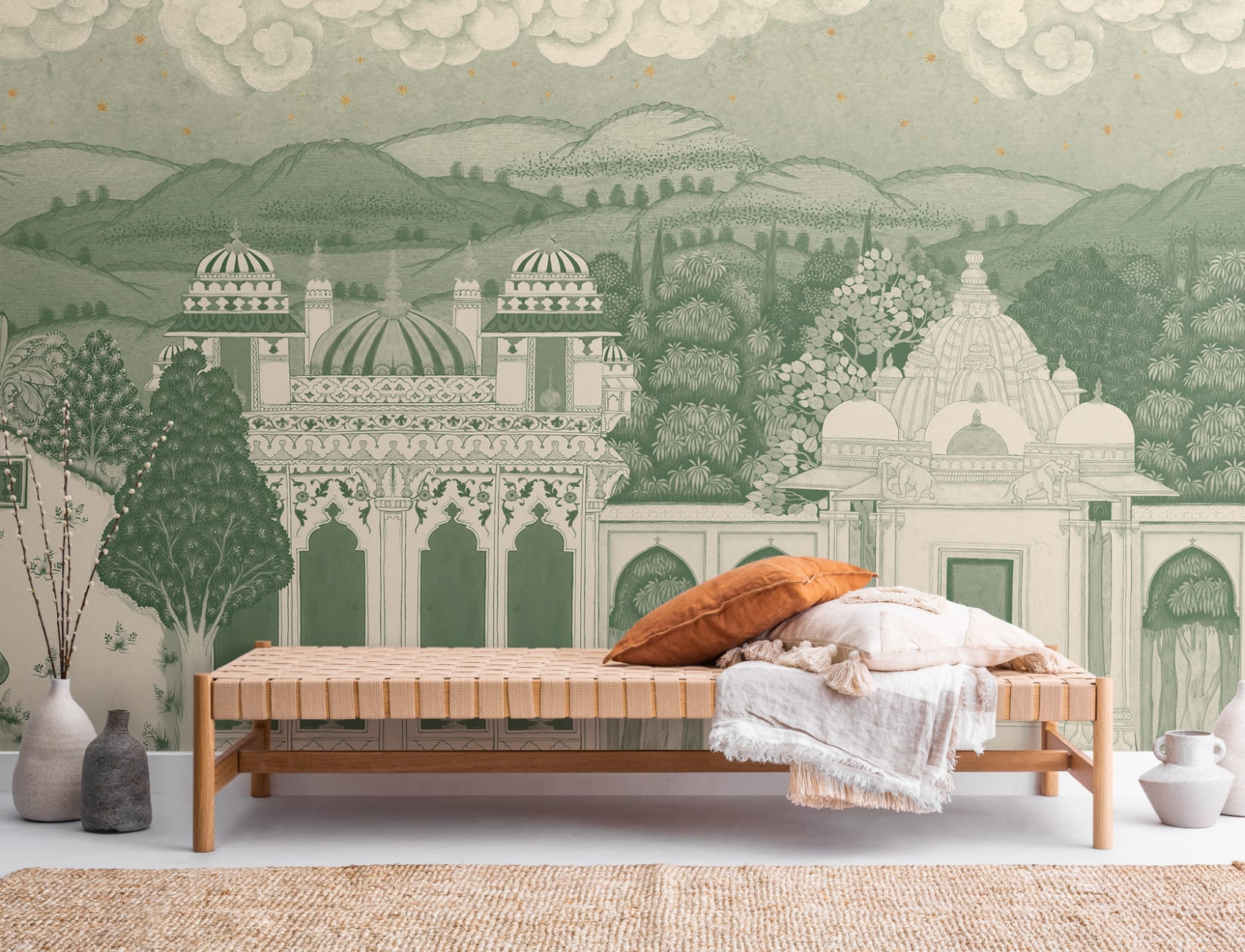 Fototapeta z zielonym krajobrazem Doliny Świątyń