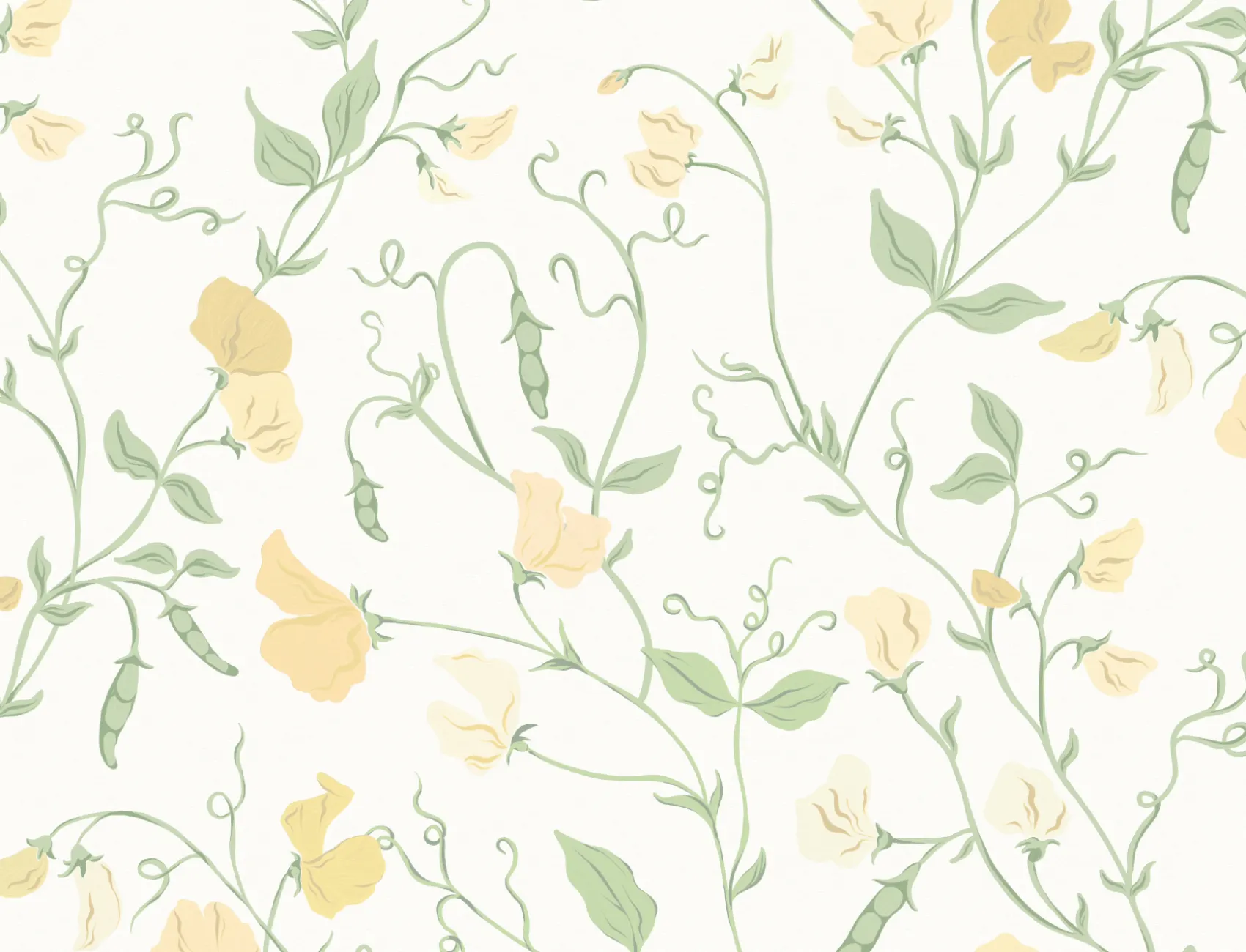 Gul Sweet Pea Floral & Vines Mural-tapeter