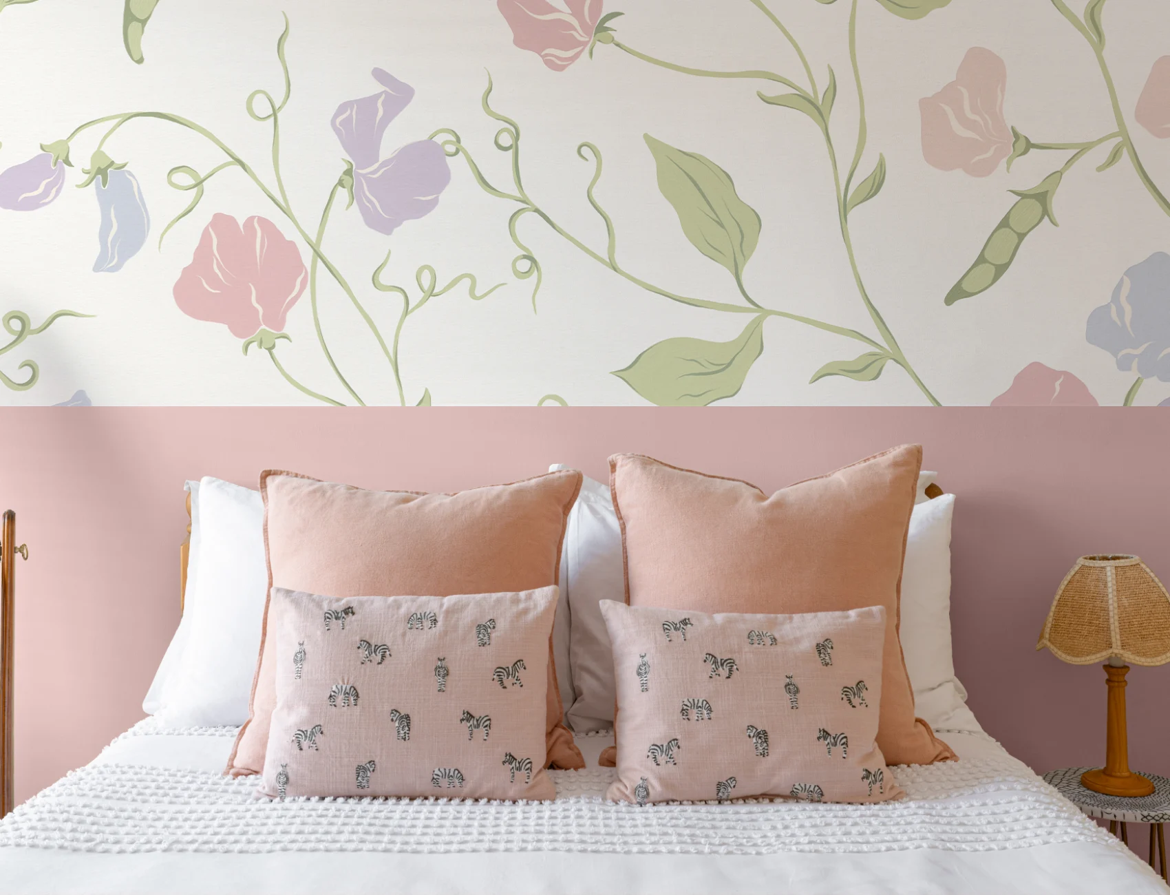 Multi Sweet Pea Floral & Vines Mural
