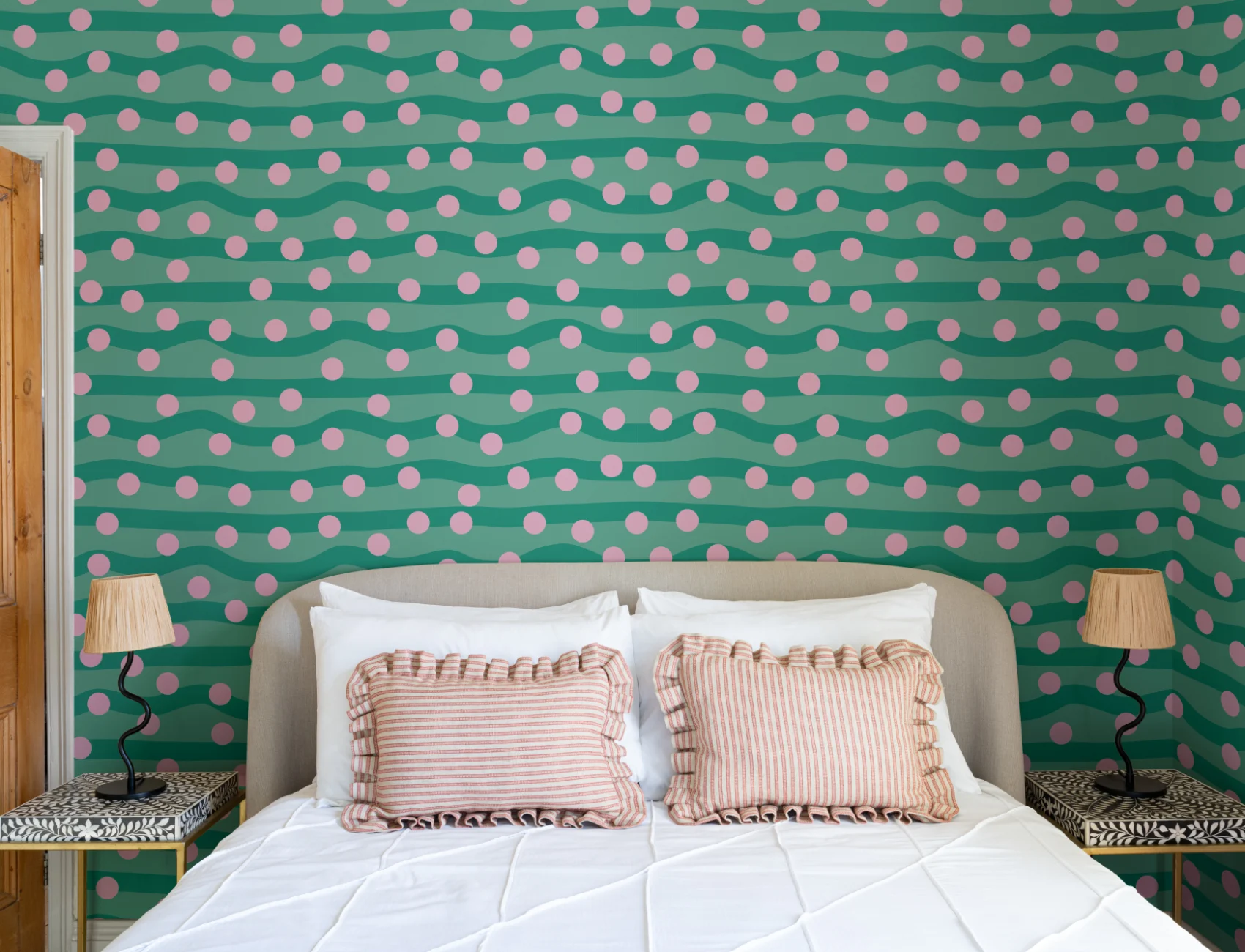 Elizabeth Olwen Polka Pop Dark Green Mural