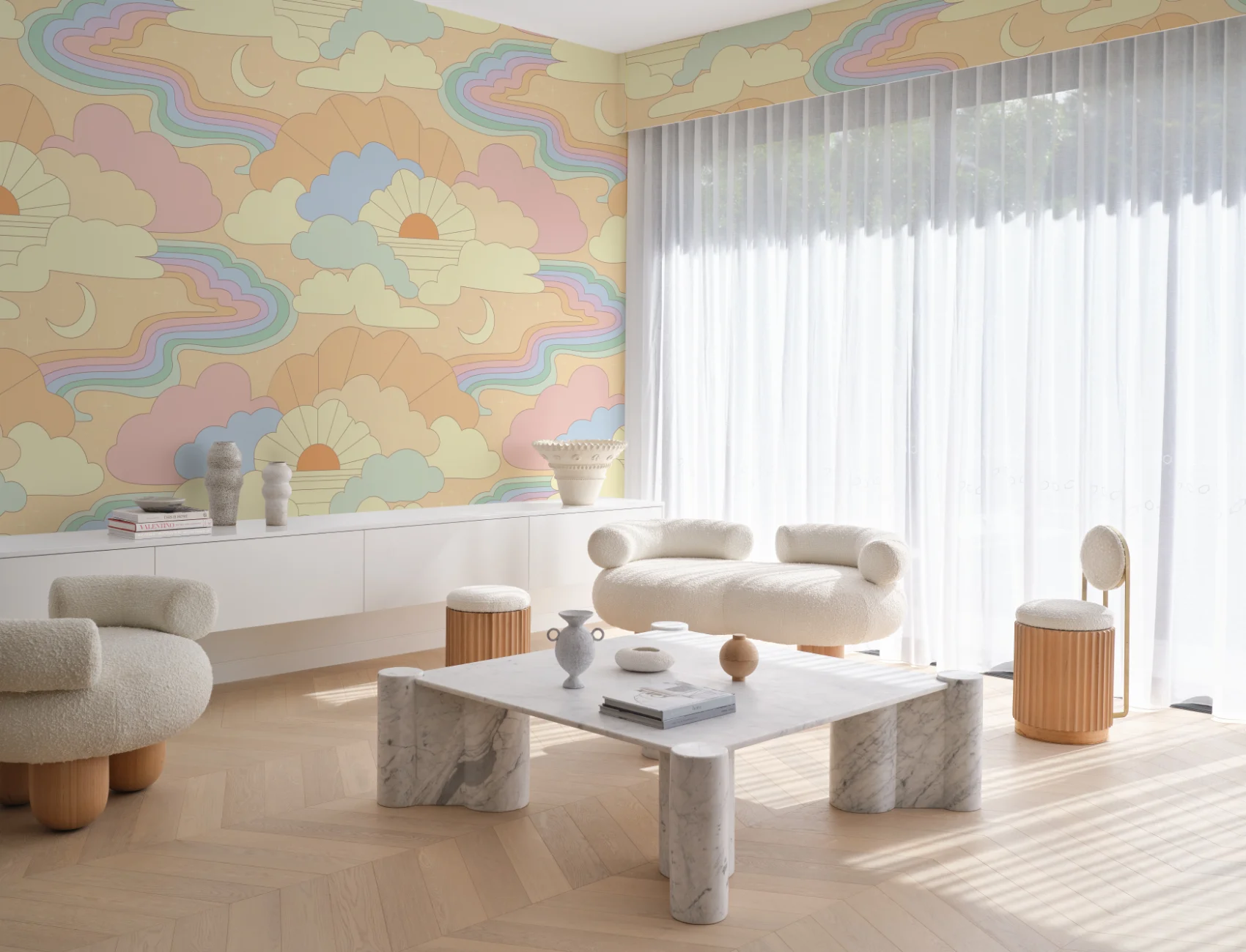 Elizabeth Olwen Cosmic Skyway Peach Mural