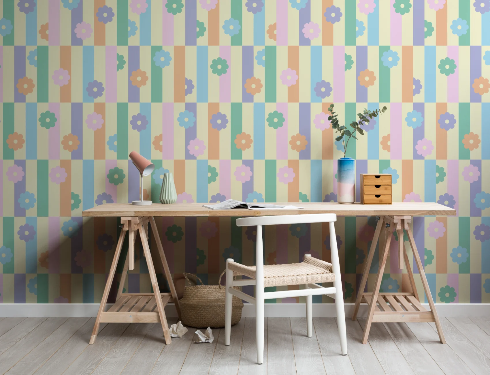 Elizabeth Olwen Flower Shift Pastel Mural
