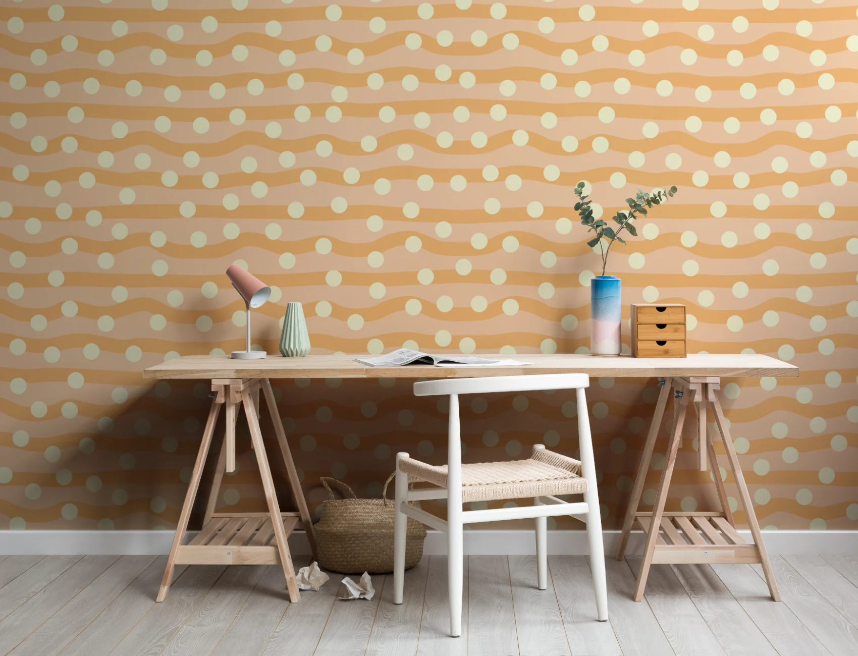 Elizabeth Olwen Polka Pop Orange Mural