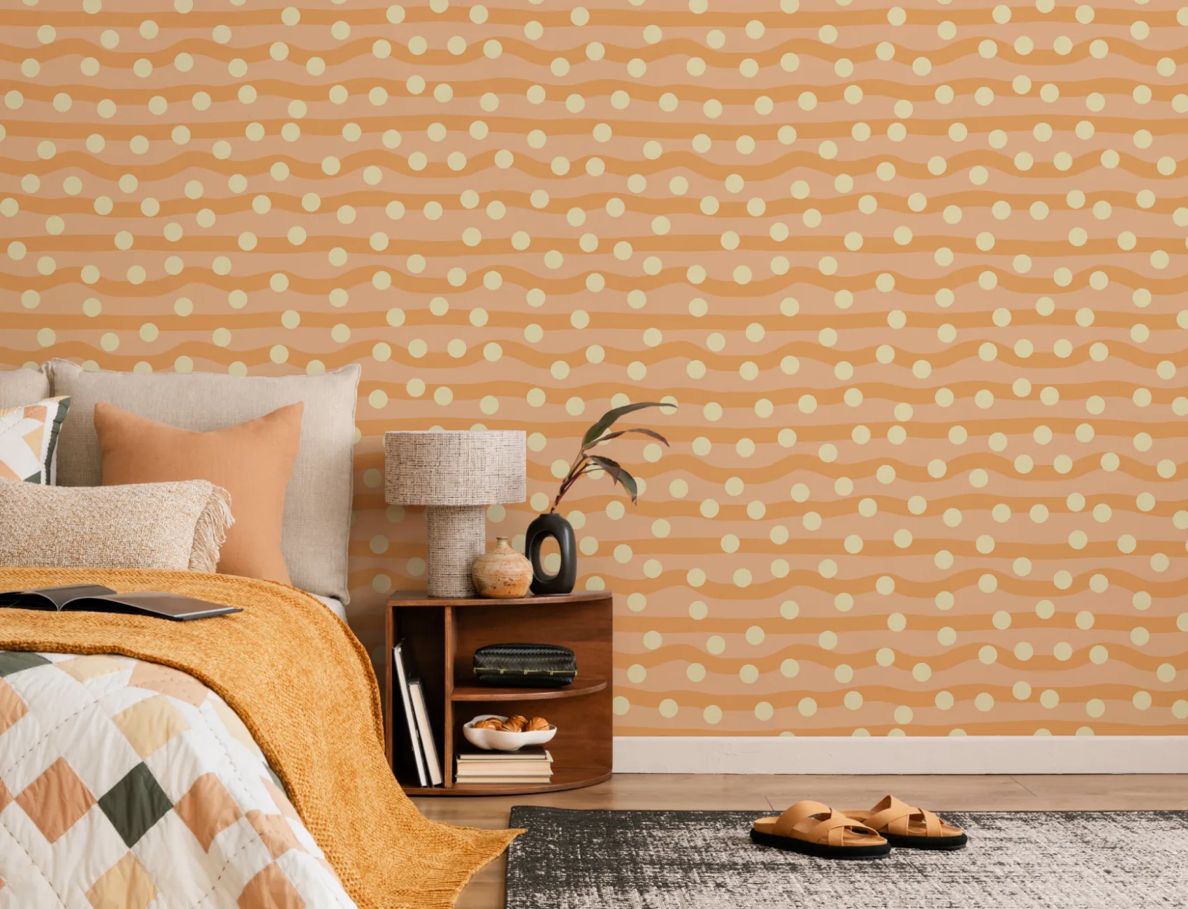 Elizabeth Olwen Polka Pop Orange Mural