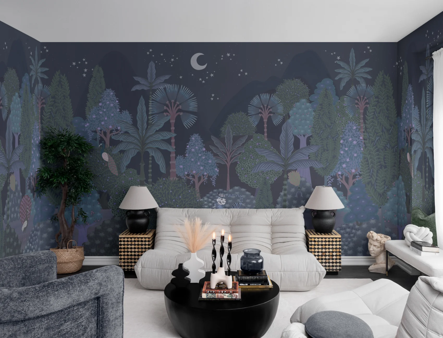 Murale întunecate nocturne din jungla indiană