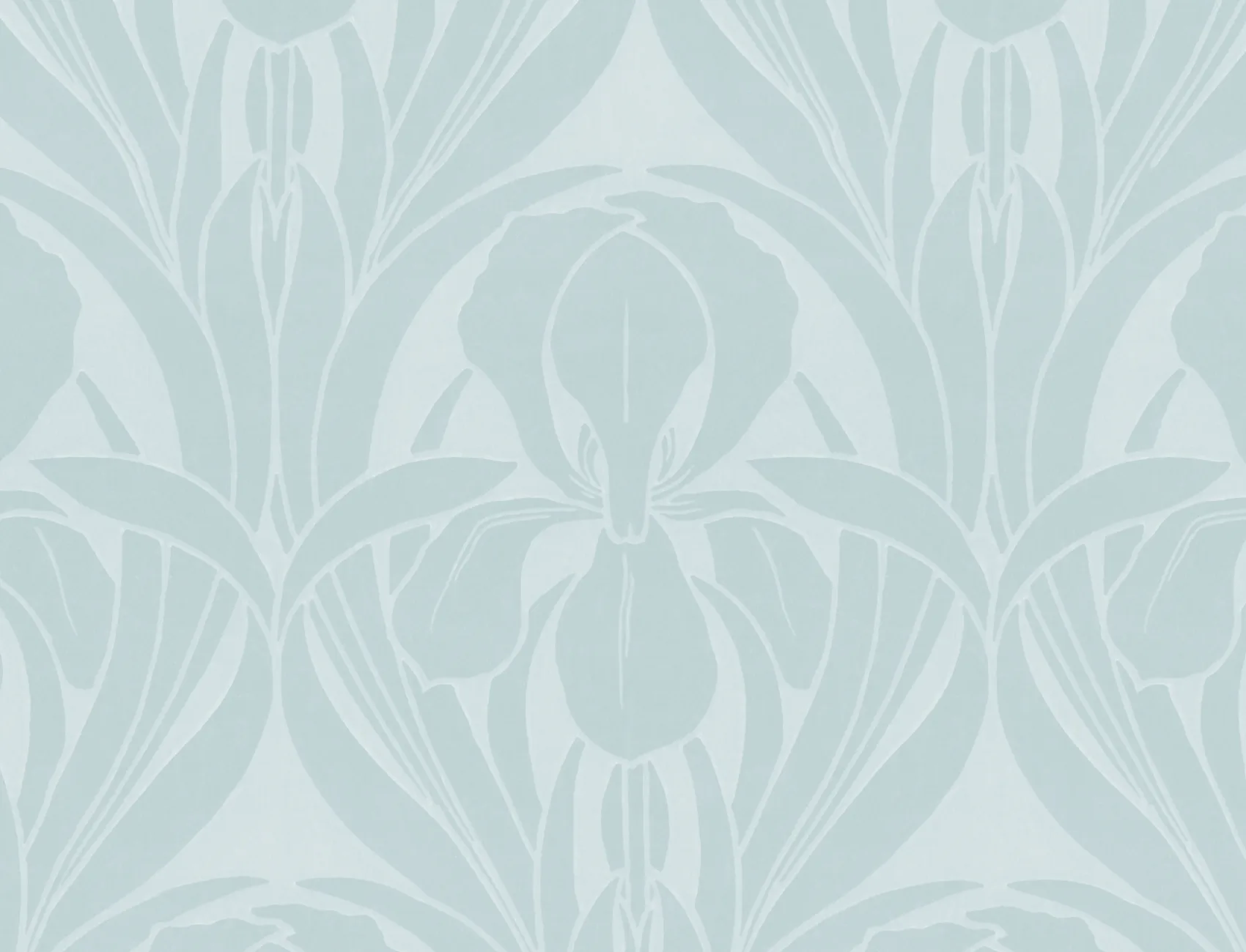 Blauwe Art Deco Houtblok Iris Muurschildering