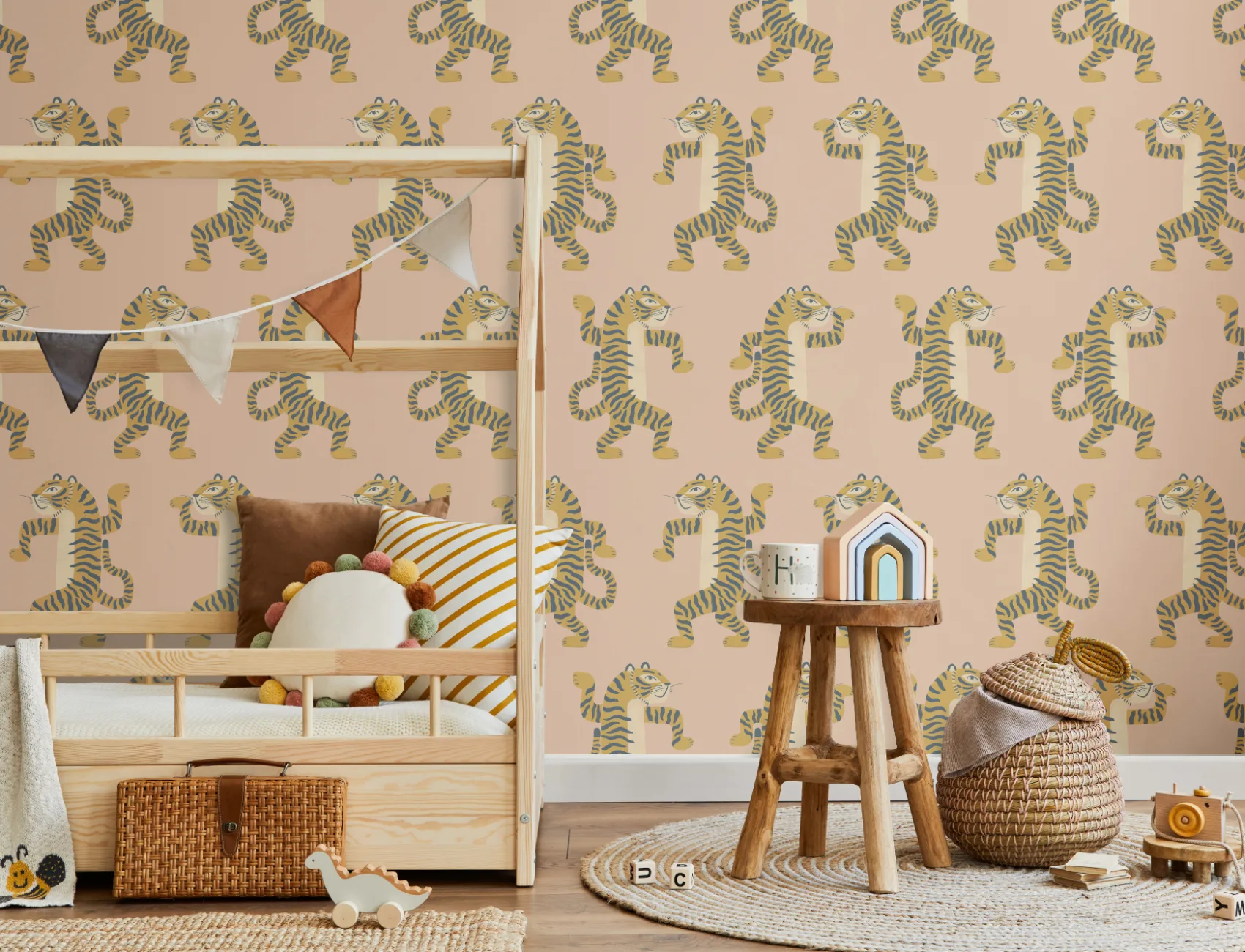 Pink dansende tiger fototapet