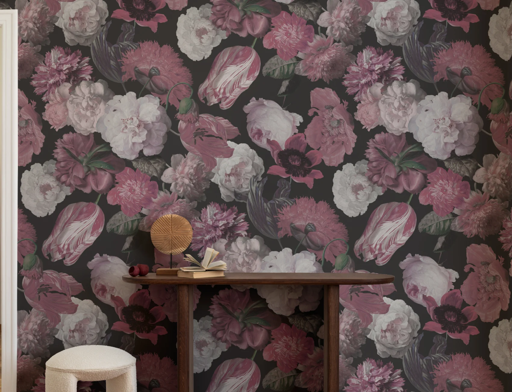 Purple Painted Large Scale Floral Mural