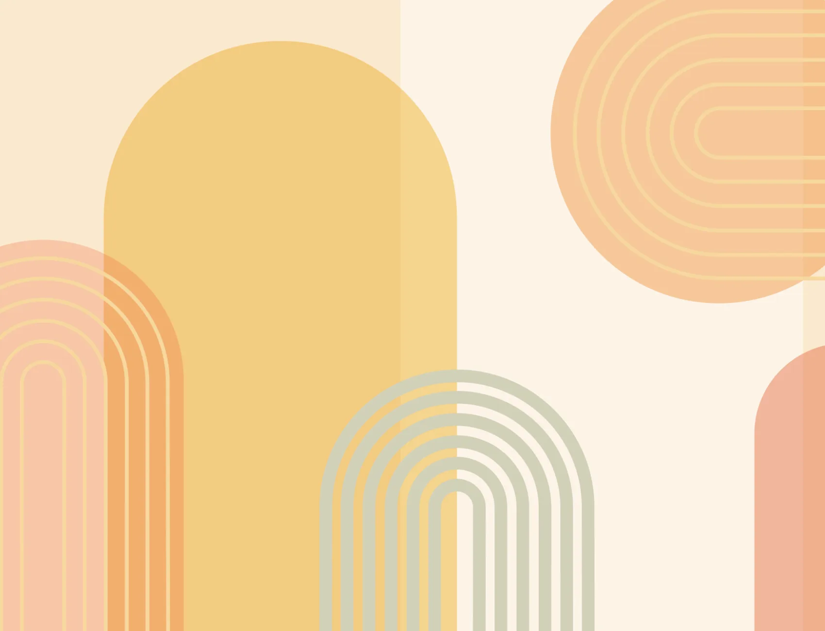 Bright Retro Geometric Arches Mural