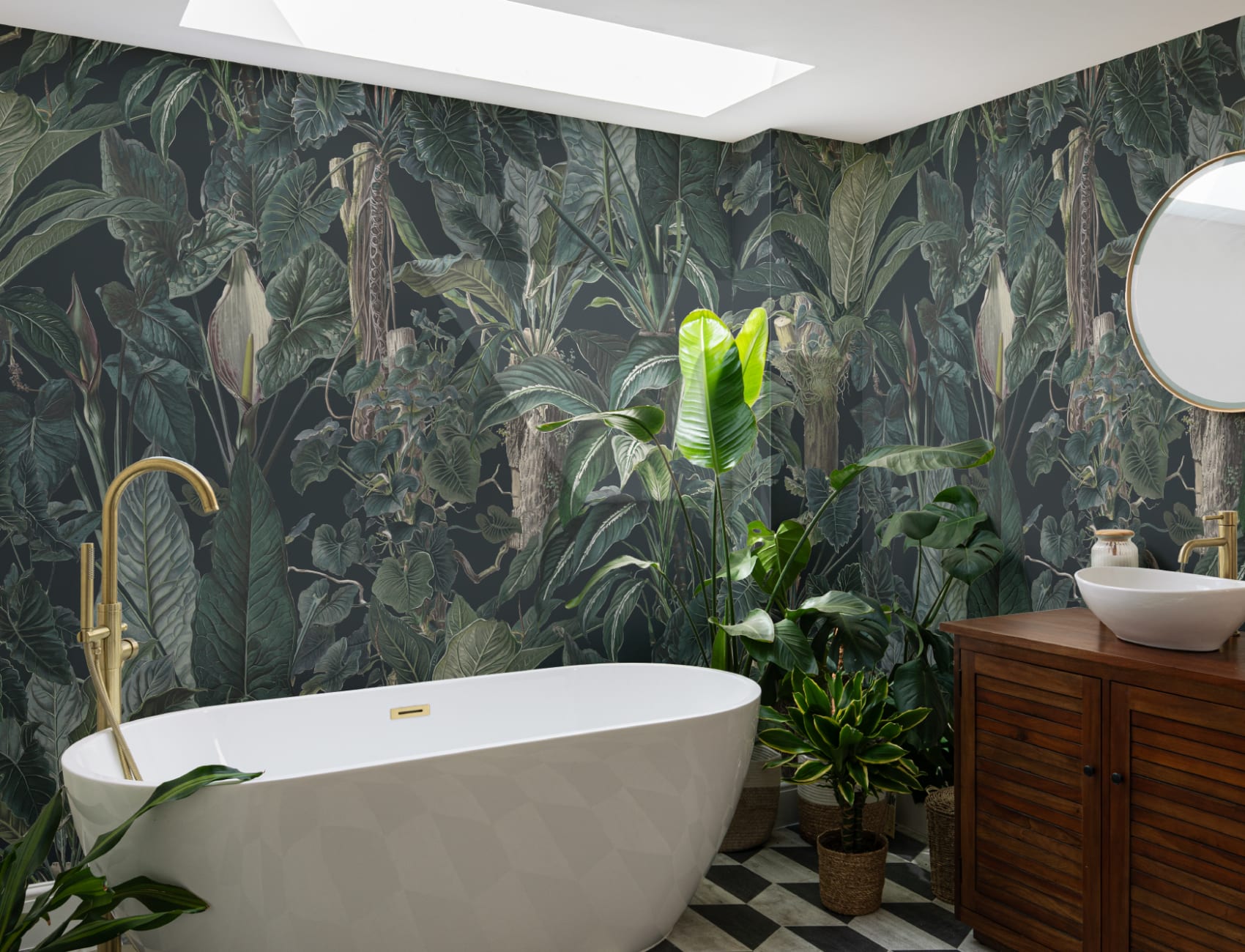 Întuneric Tropical ilustrat frunze plante murale