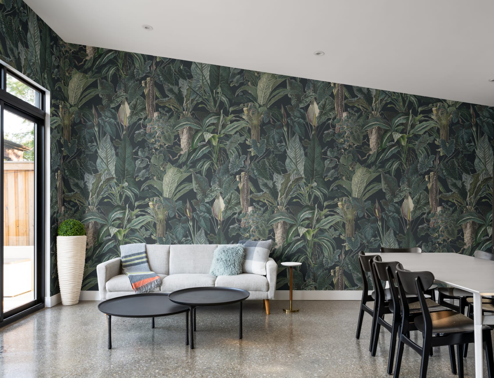 Întuneric Tropical ilustrat frunze plante murale