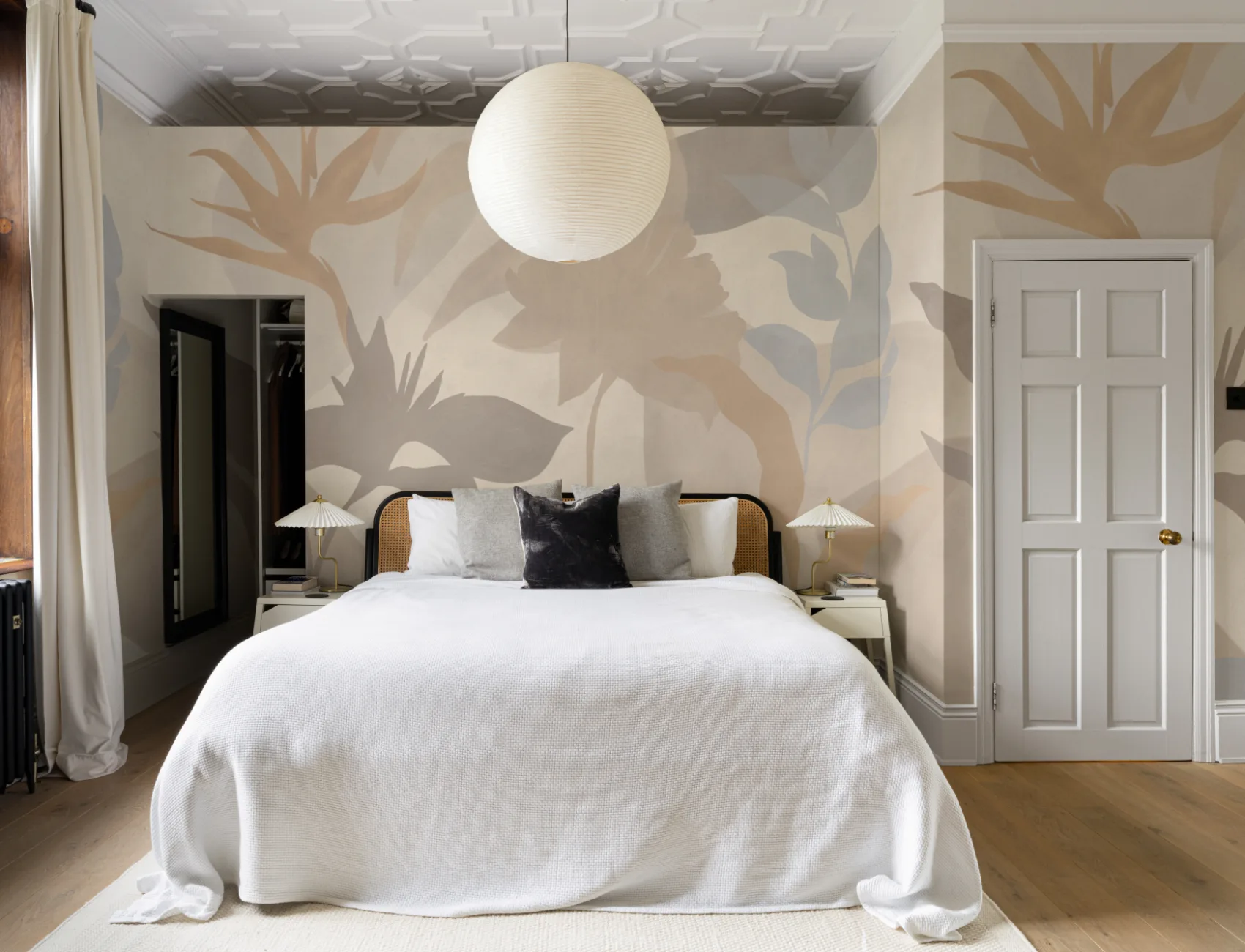 Neutral Abstract Tropical Foliage Mural