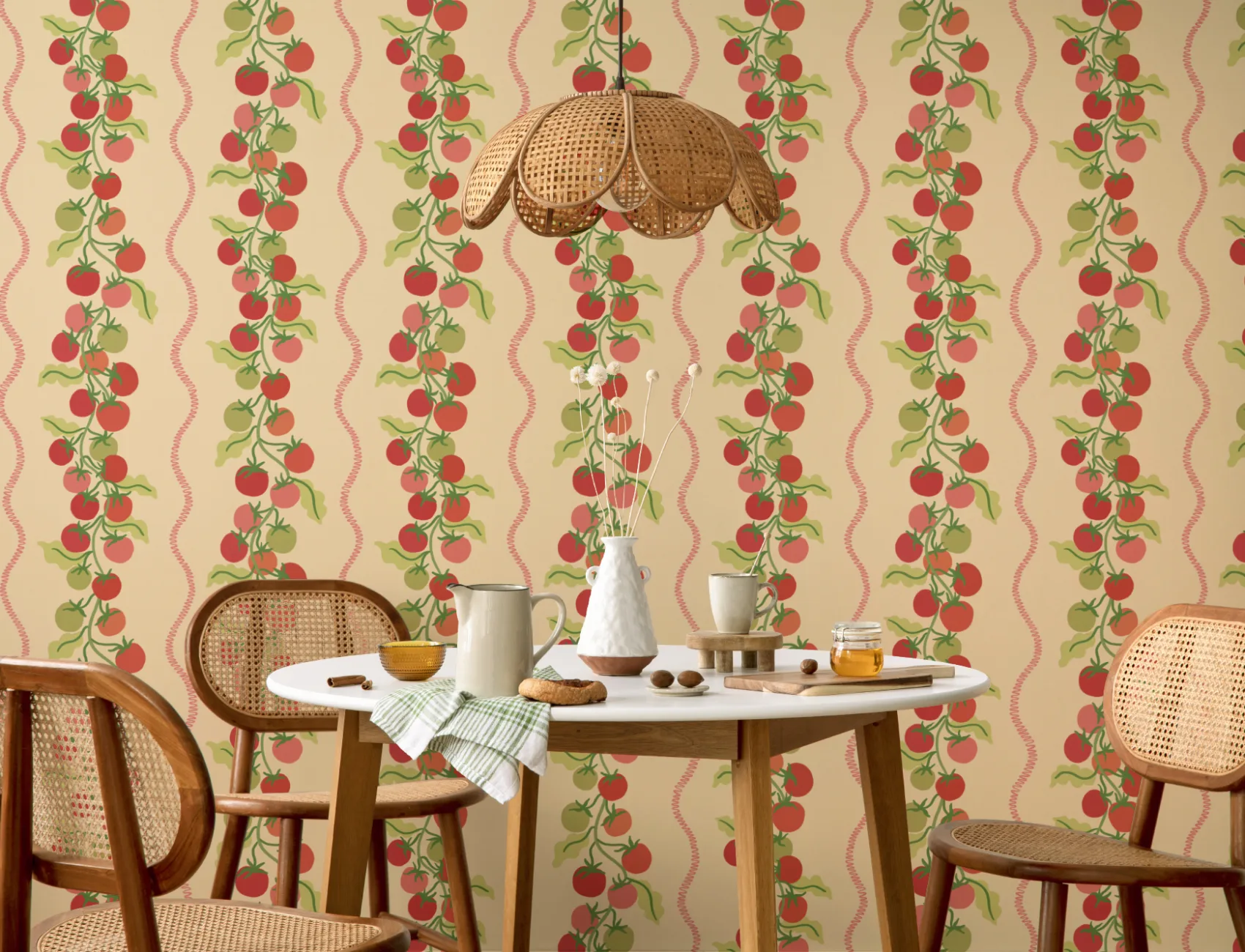 Yellow Vine Tomato Botanical Striped Mural