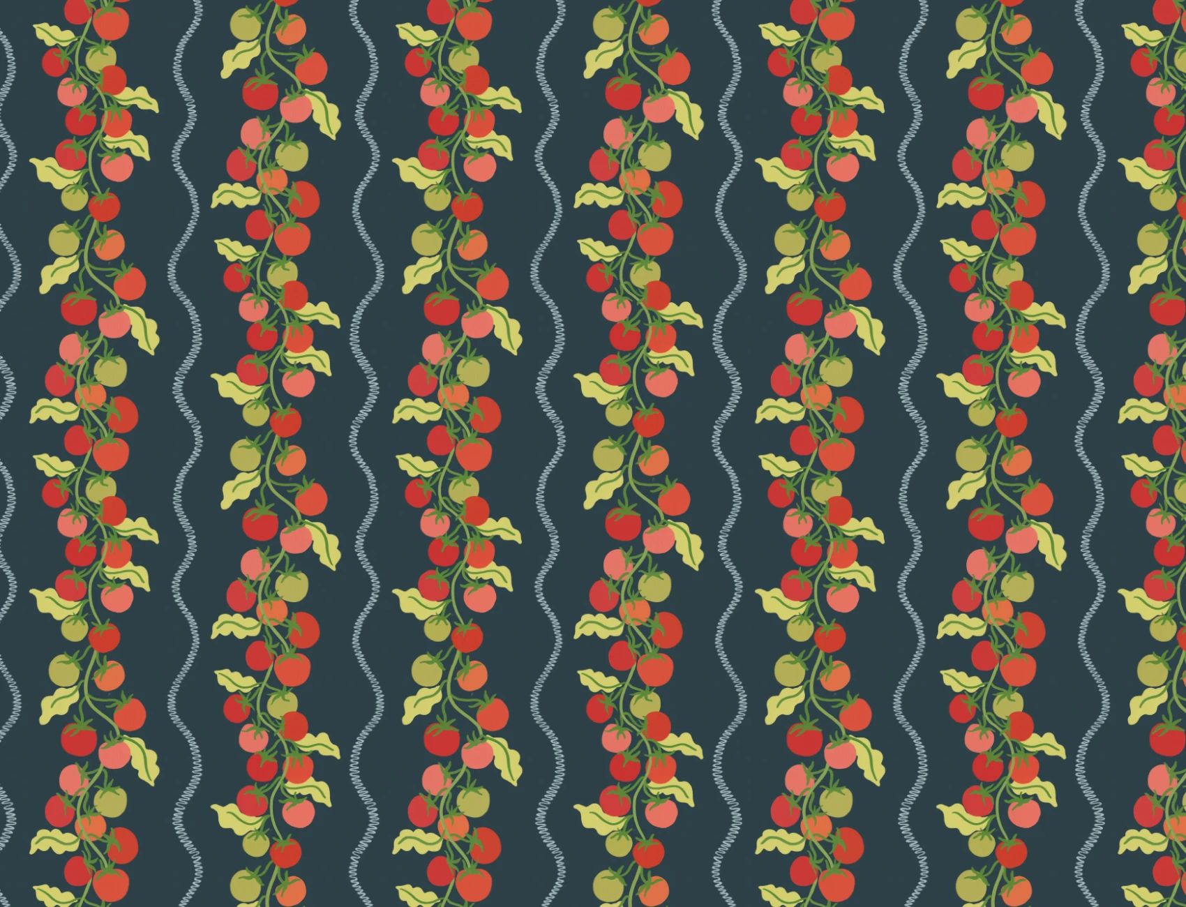 Dark Vine Tomato Botanical Striped Mural