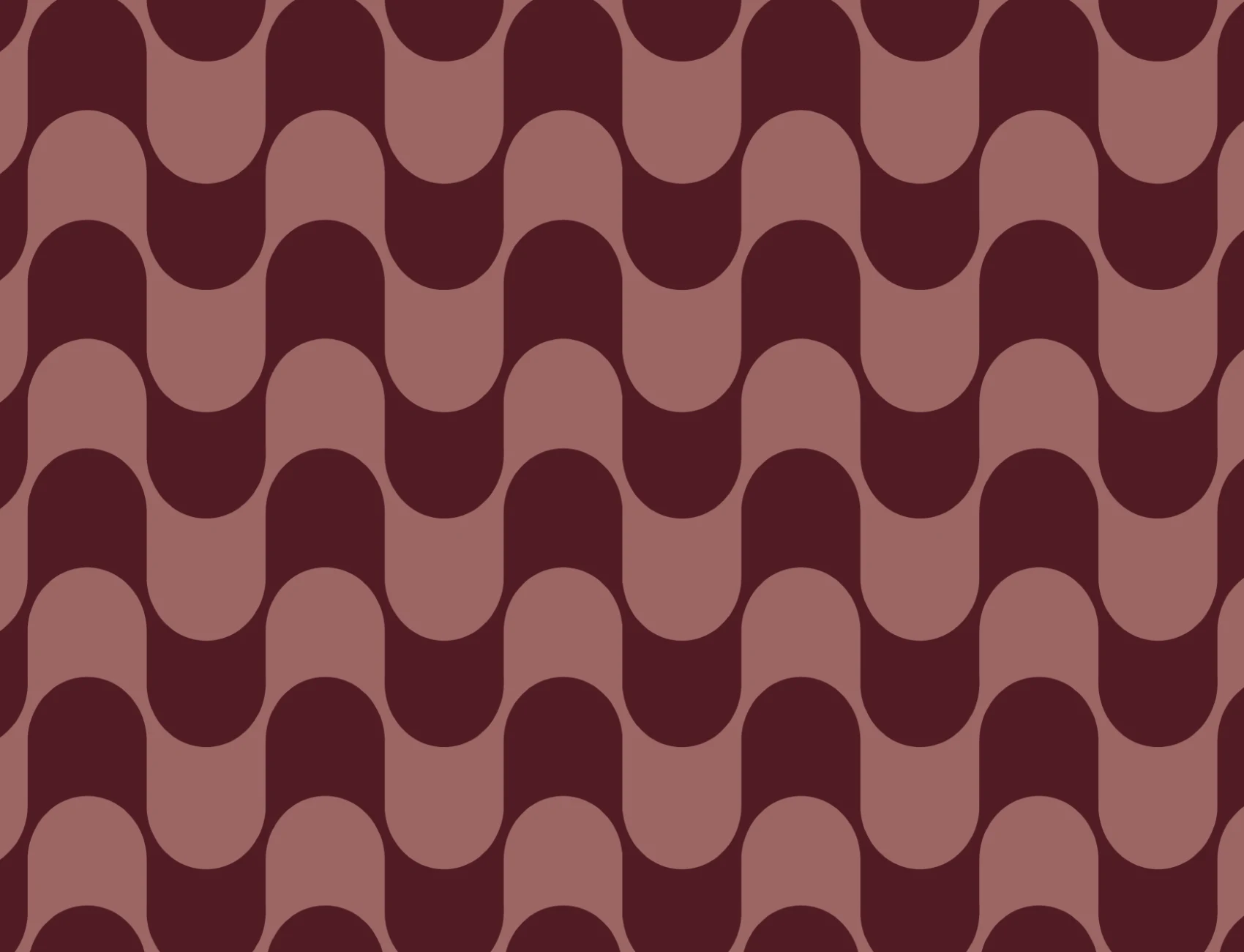 Burgundy Retro Wavy Striped Wallpaper