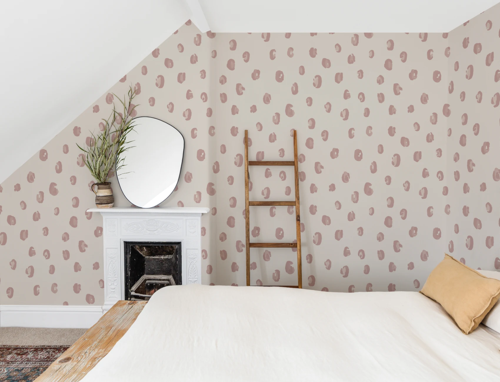 Pink and Neutral Watercolor Leopard Print Repeat Pattern Wallpaper