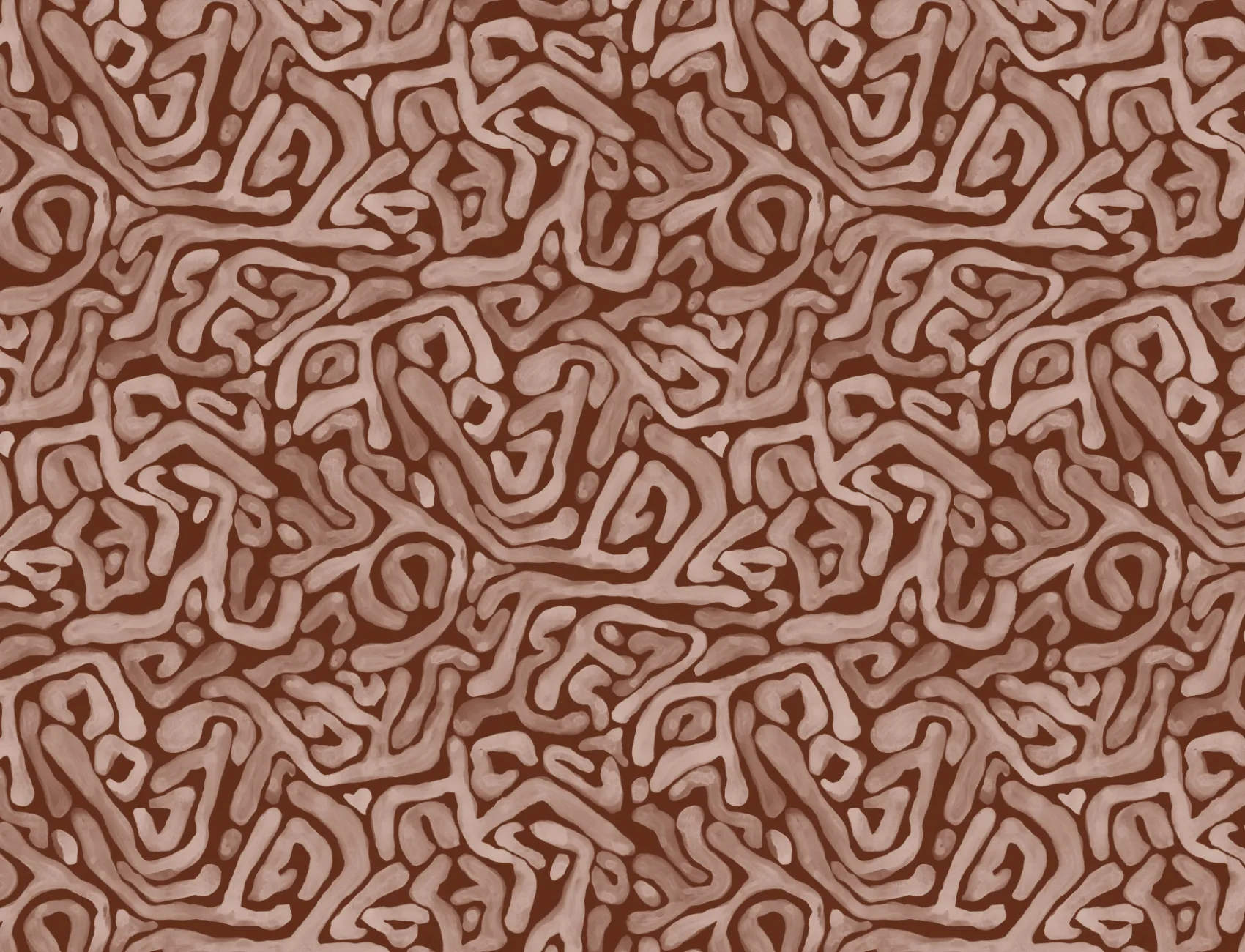 Hand-Painted Organic Maze Pattern Wallpaper in Terracotta