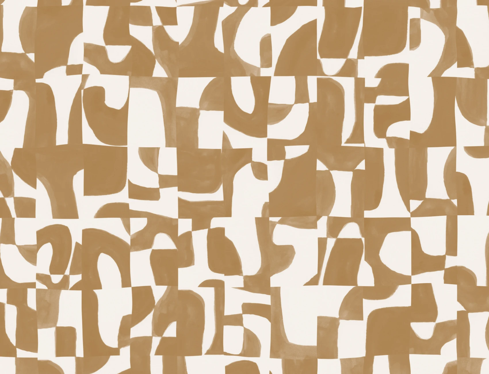 Modern Mustard Abstract Wall Mural with Hand-Cut Shapes and Textured Effect