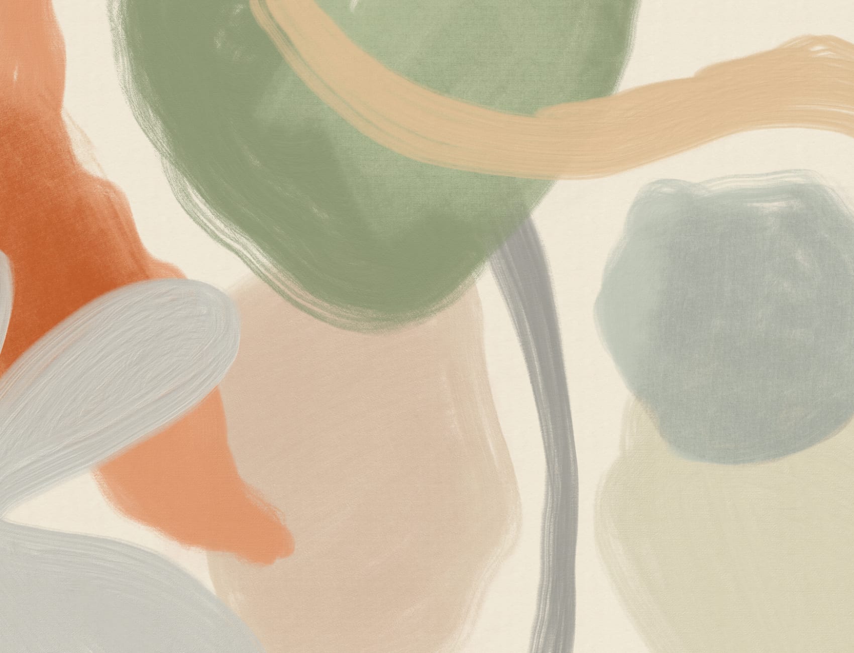 Organic Abstract Shapes Mural in Soft Neutrals