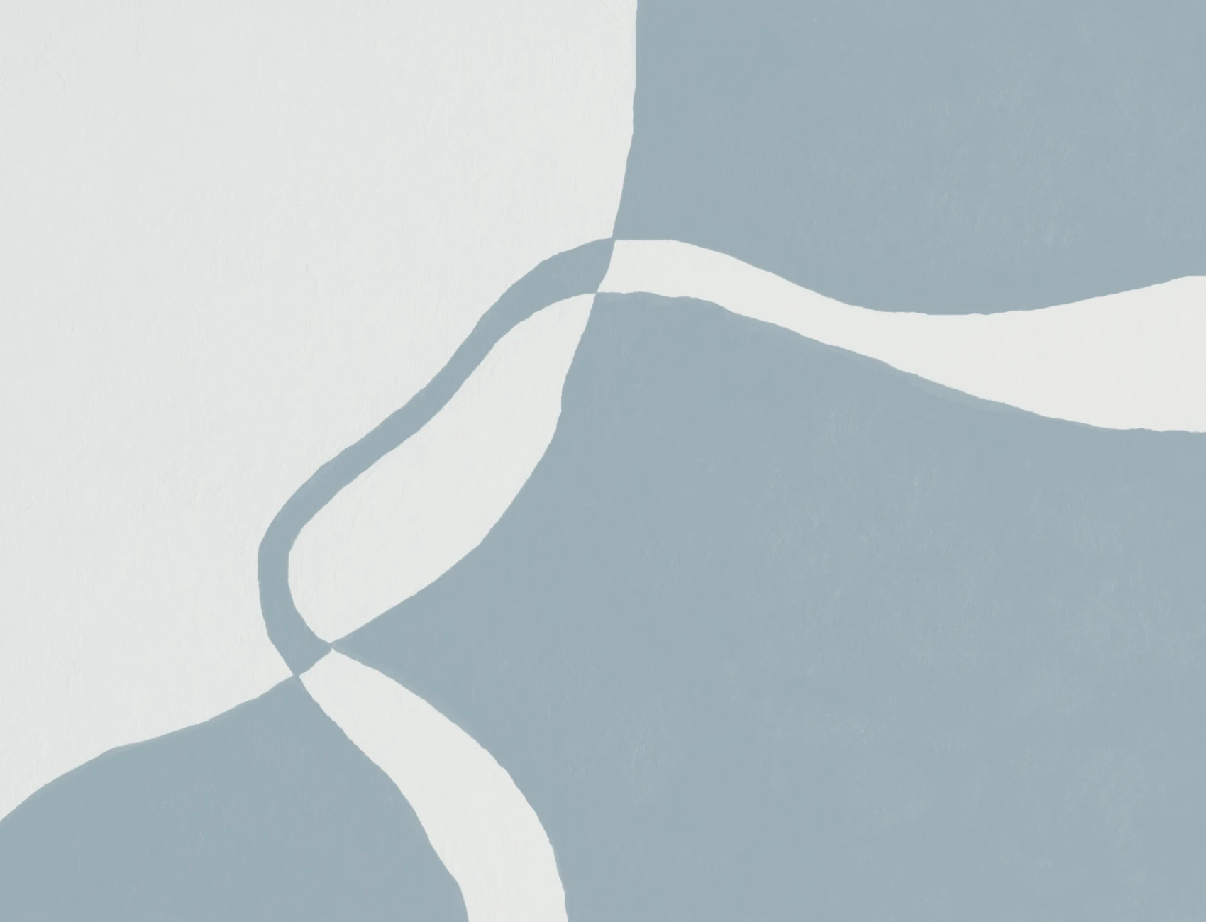 Hand-Painted Curved Form Mural in Cool Blue with Plaster Texture