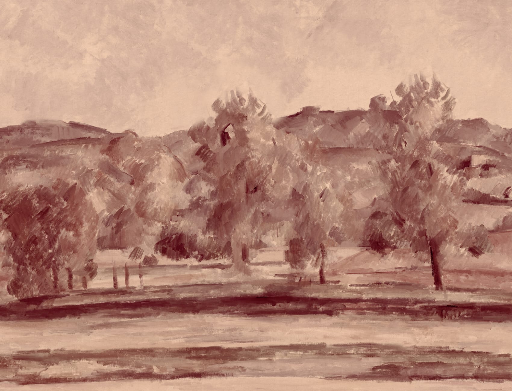 Autumn Landscape Wall Mural in Soft Dusk Tones
