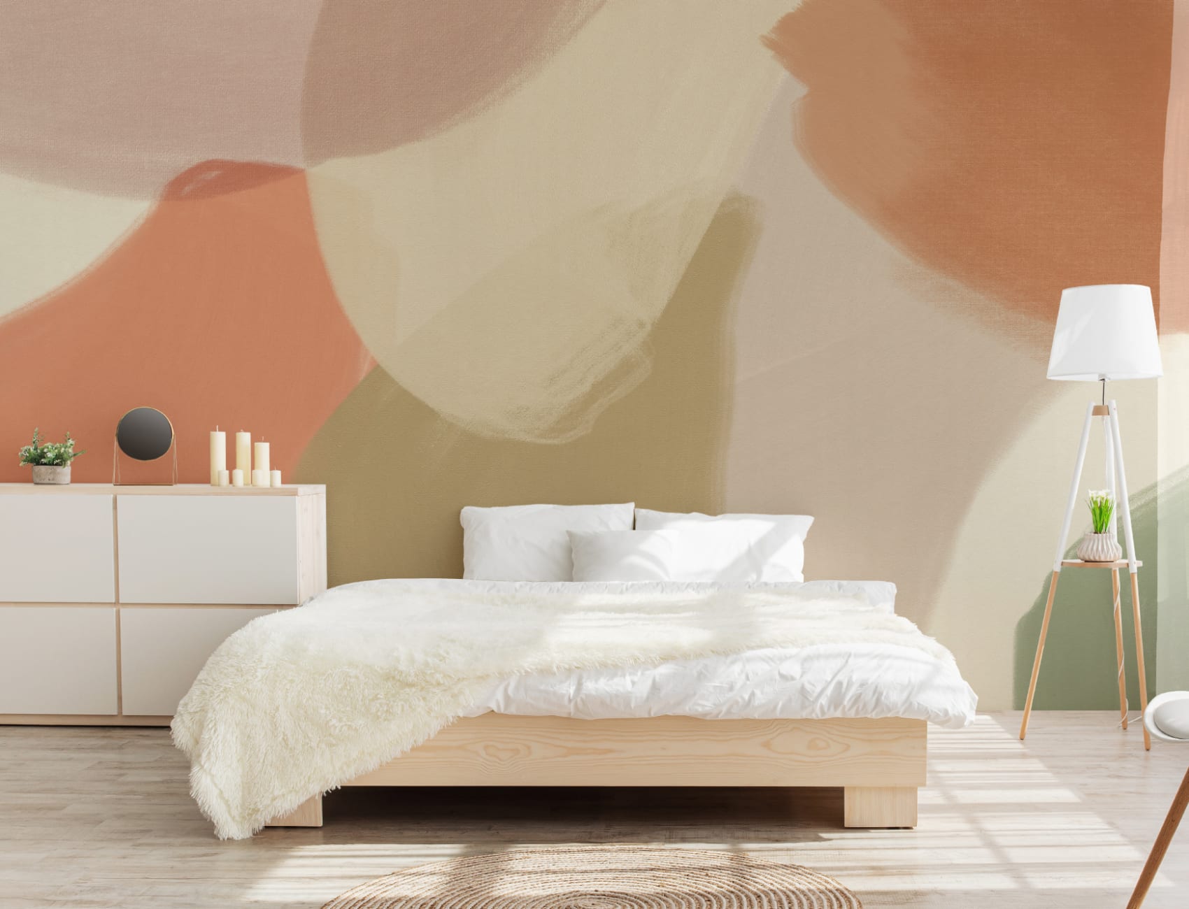 Hand Painted Abstract Organic Shapes Mural