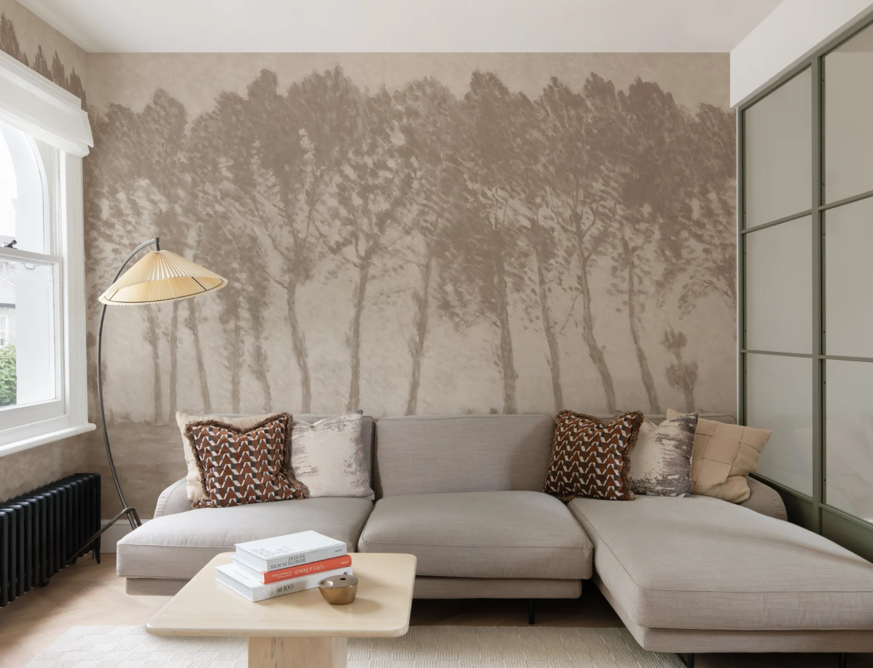 Vintage Rainy Forest Wall Mural in Earthy Neutrals