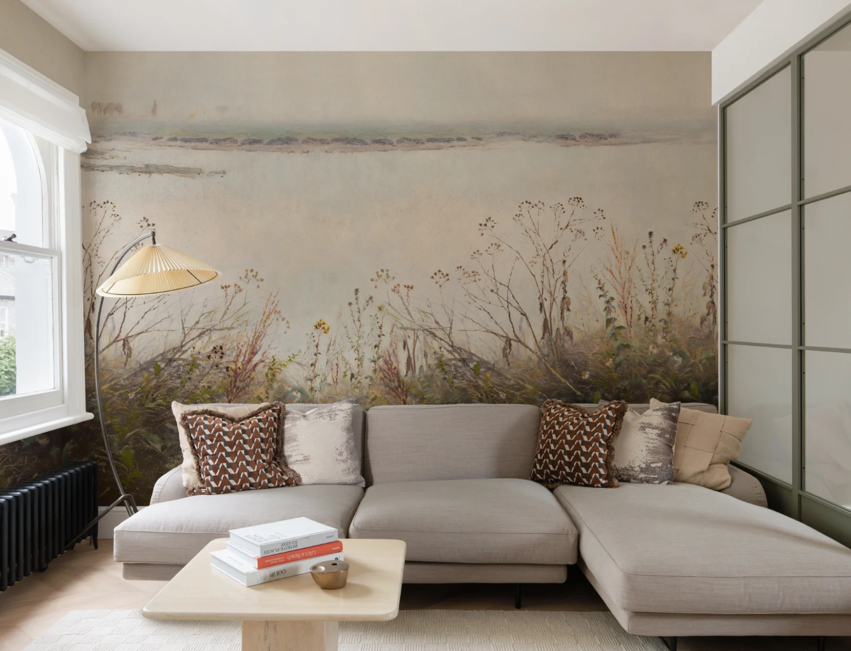 Riverbank Grassland murale în lumina de seară