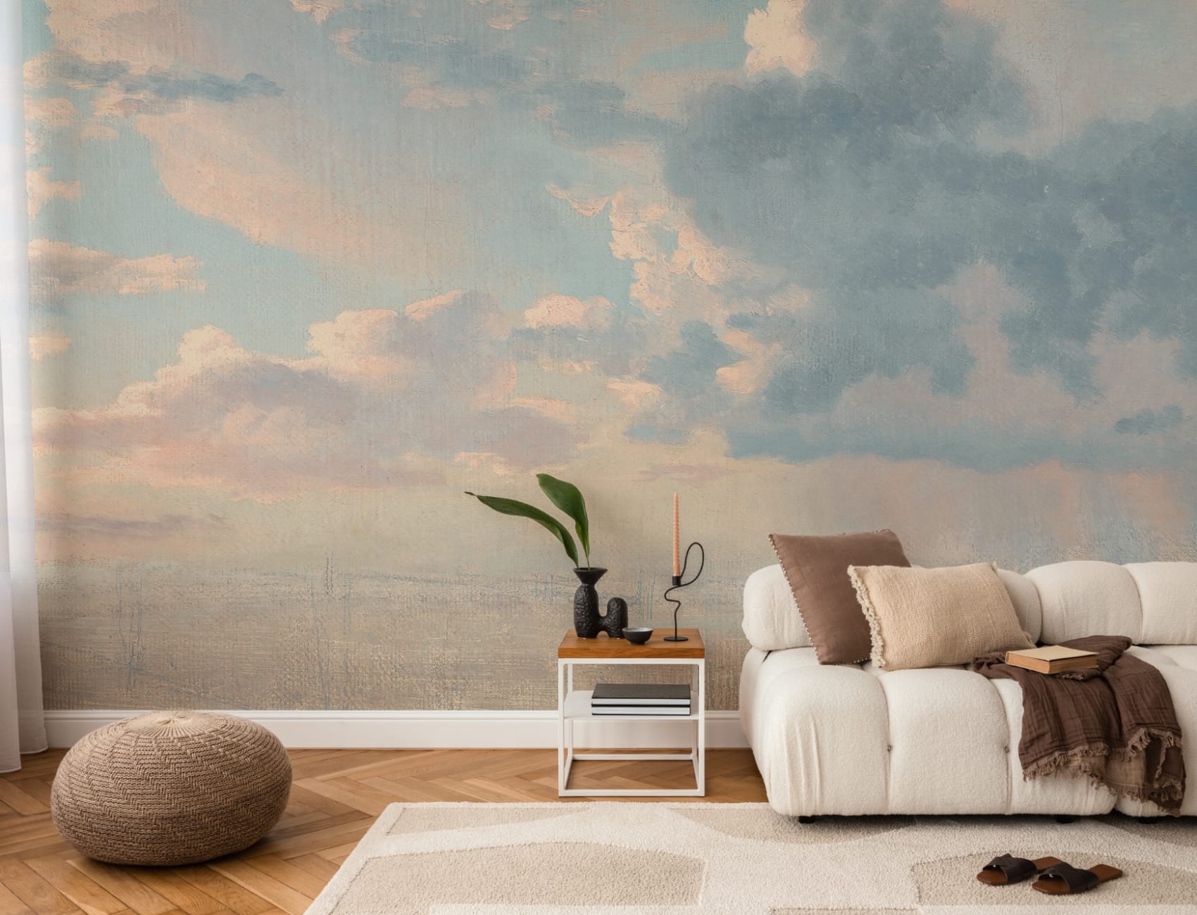 Study of Clouds Over the Sound Wall Mural in Evening Tones