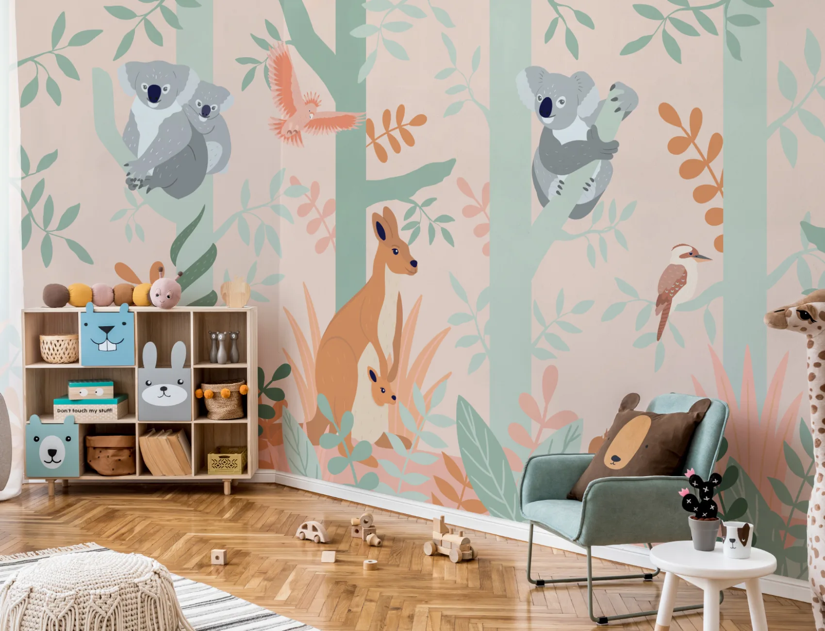 Koala and Kangaroo Australian Jungle Kids Wallpaper Mural