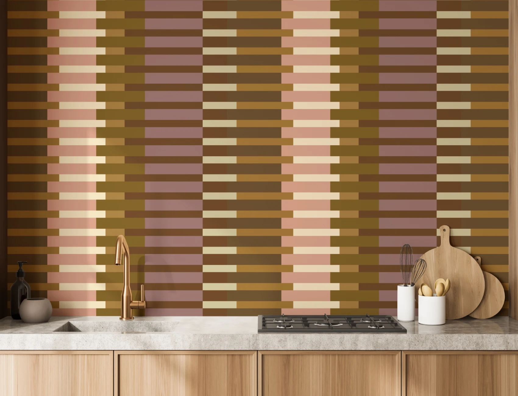 Cald Retro Geometric dungi Multicolor murale