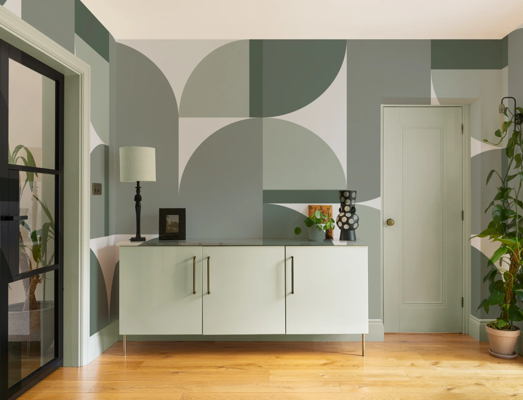 Green Geometric Contemporary Abstract Wall Mural