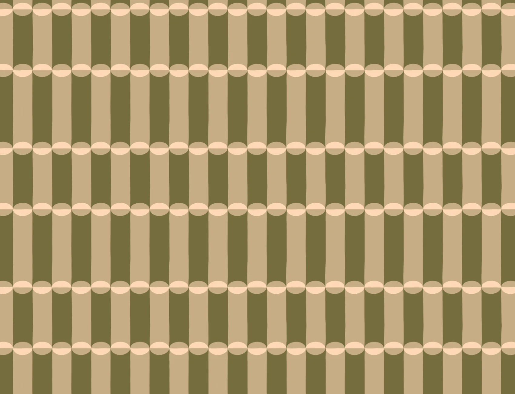 Oliven og pink rørformet retro geometrisk mønster fototapet