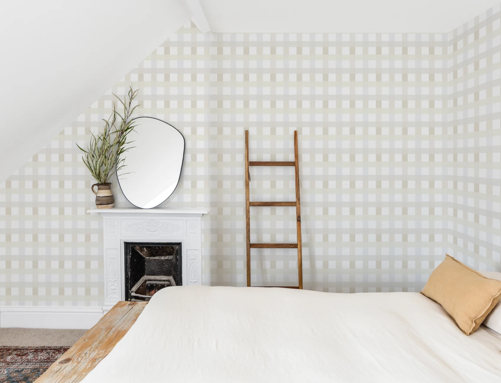 Licht Neutraal Gingham Behang
