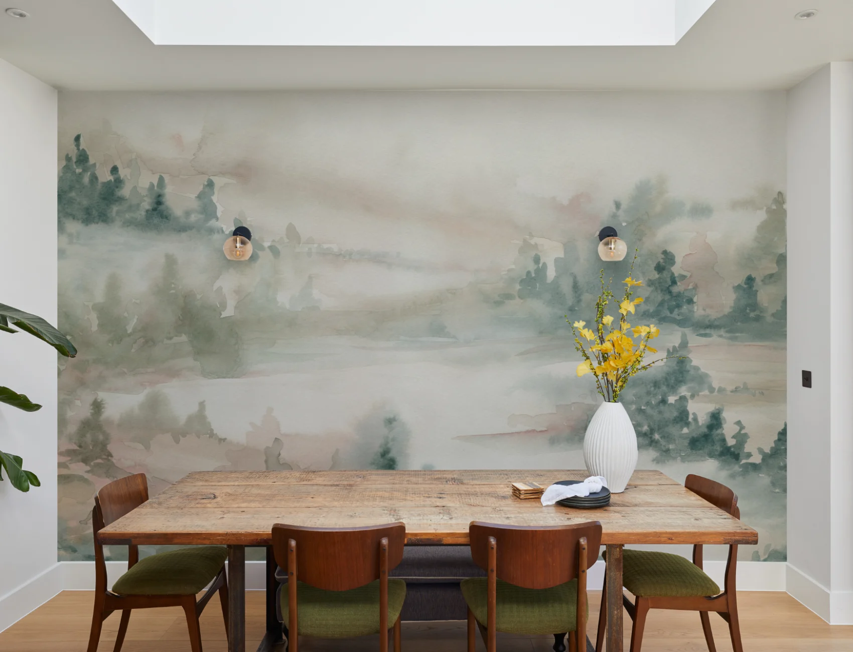 Pastell viskande naturlandskap mural-tapeter för fridfulla utrymmen